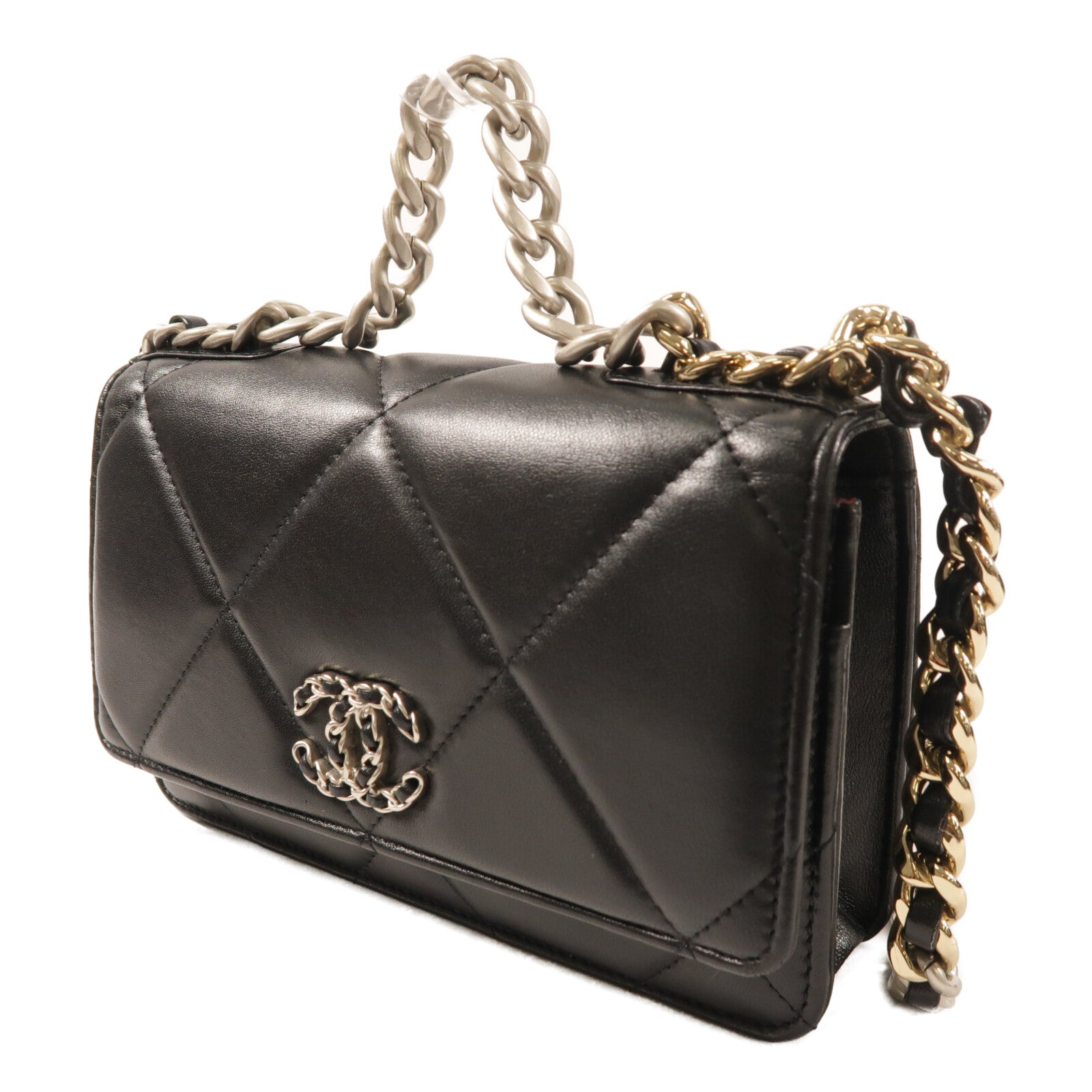 CHANEL 羊皮皮革Matelasse19 Wallet On Chain鏈帶手挽肩背兩用袋