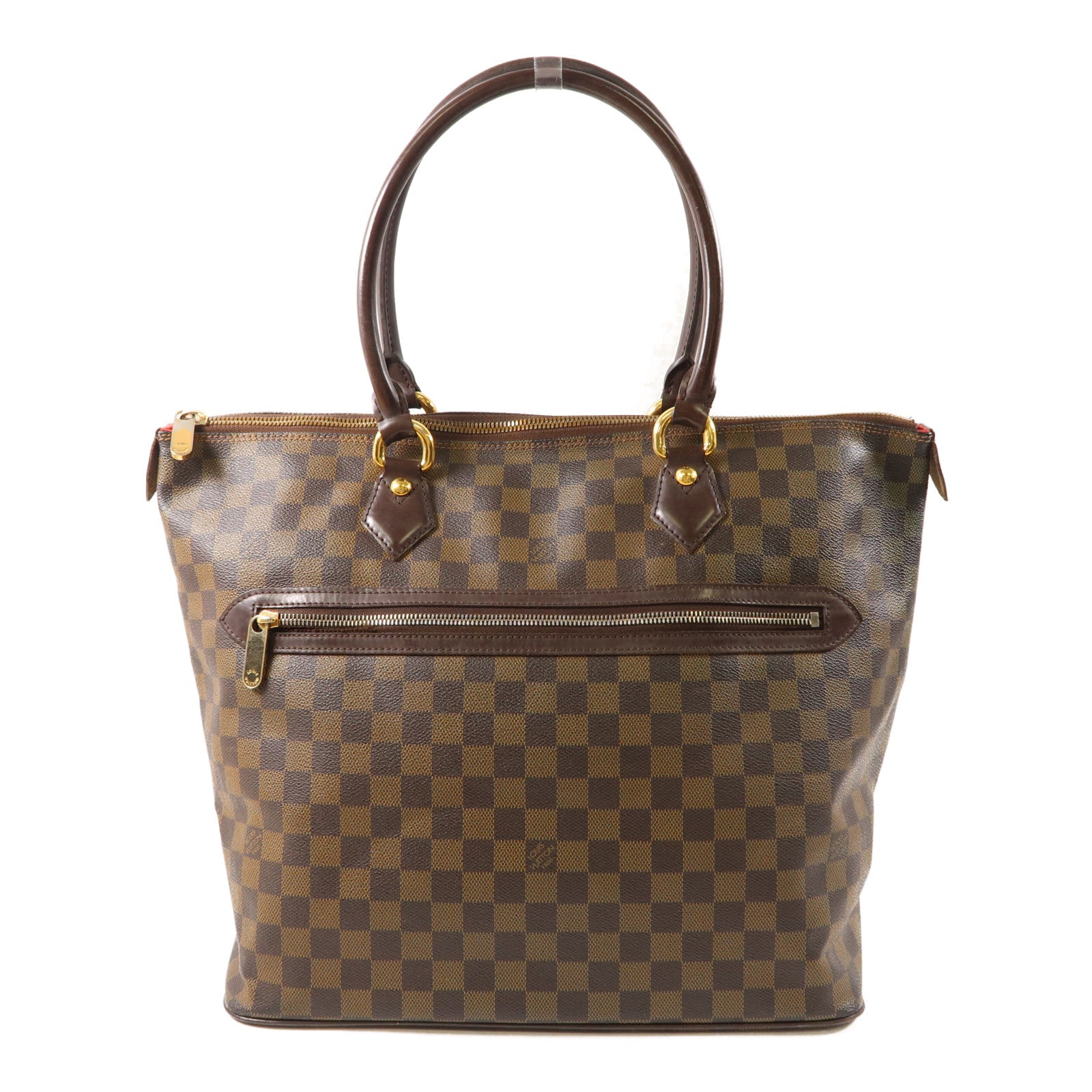 LOUIS VUITTON 【激減優惠】Damier Saleya GM金扣肩背袋棕色