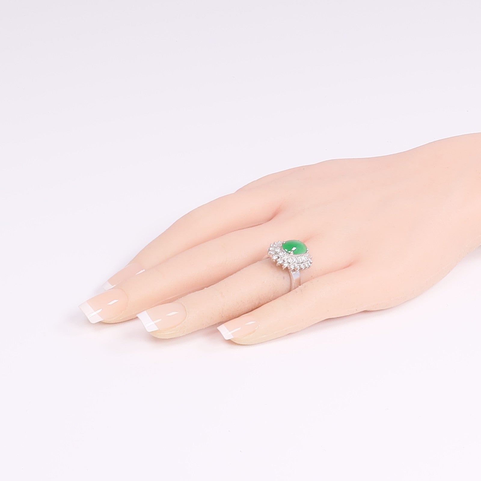 JEWELRY 14K白金Jade Diamond Ring翡翠/鑽石戒指