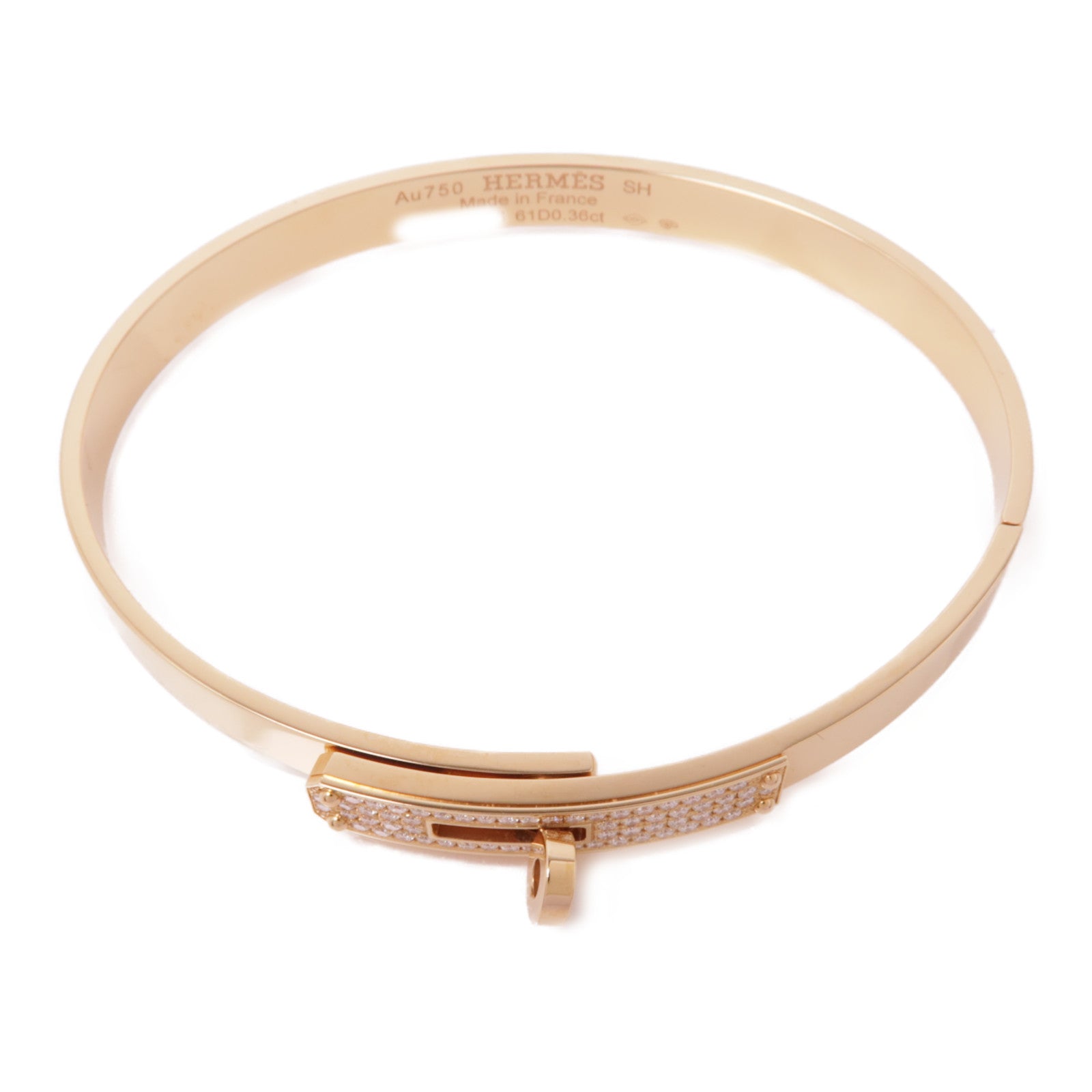 HERMES 18K玫瑰金Kelly Blaceret鑽石手鐲