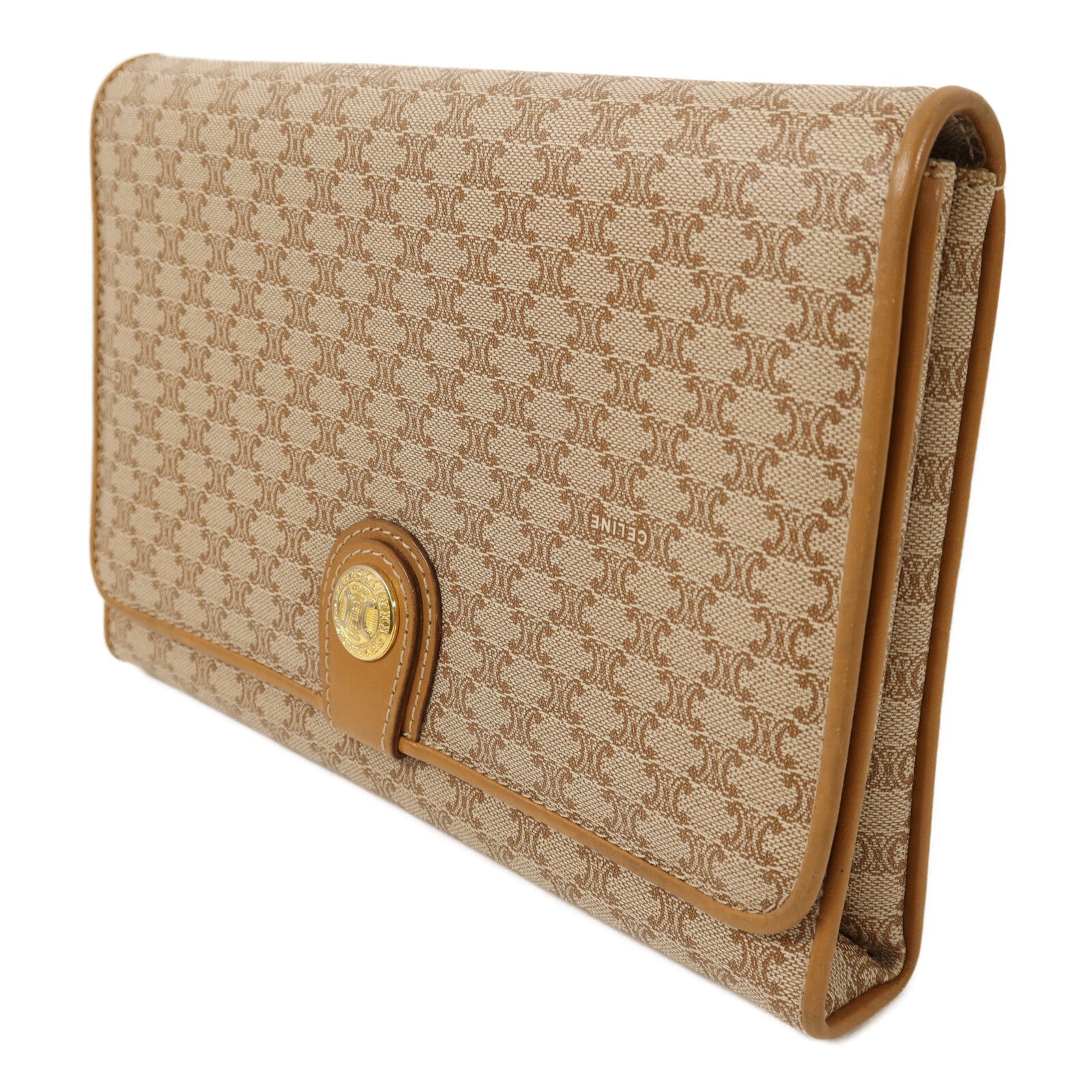 CELINE 塗層帆布Vintage Macadam金扣肩背袋
