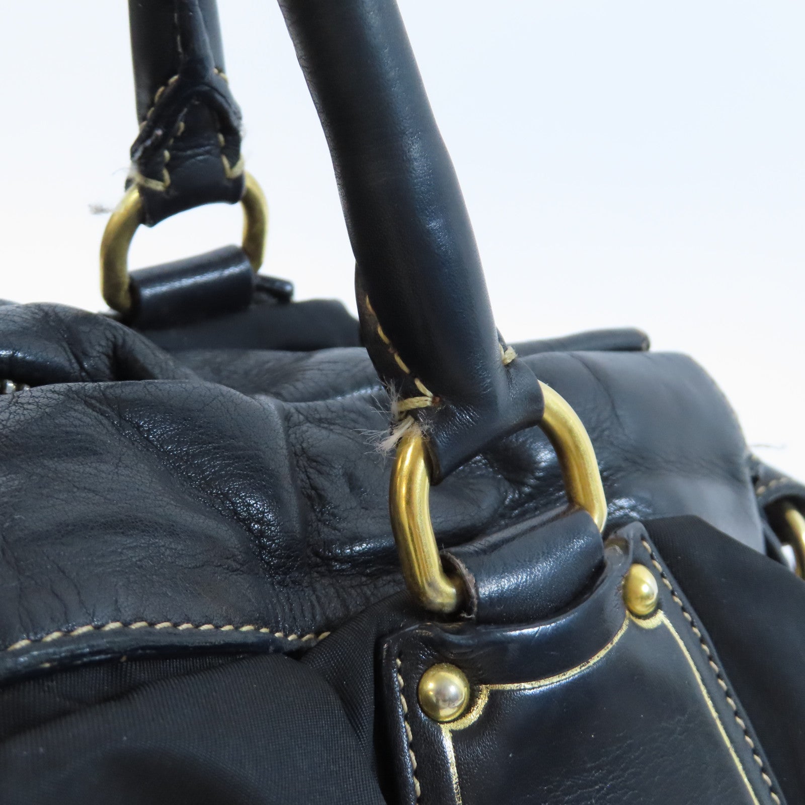PRADA 尼龍2 Way Shoulder Bag金扣手挽肩背兩用袋黑色