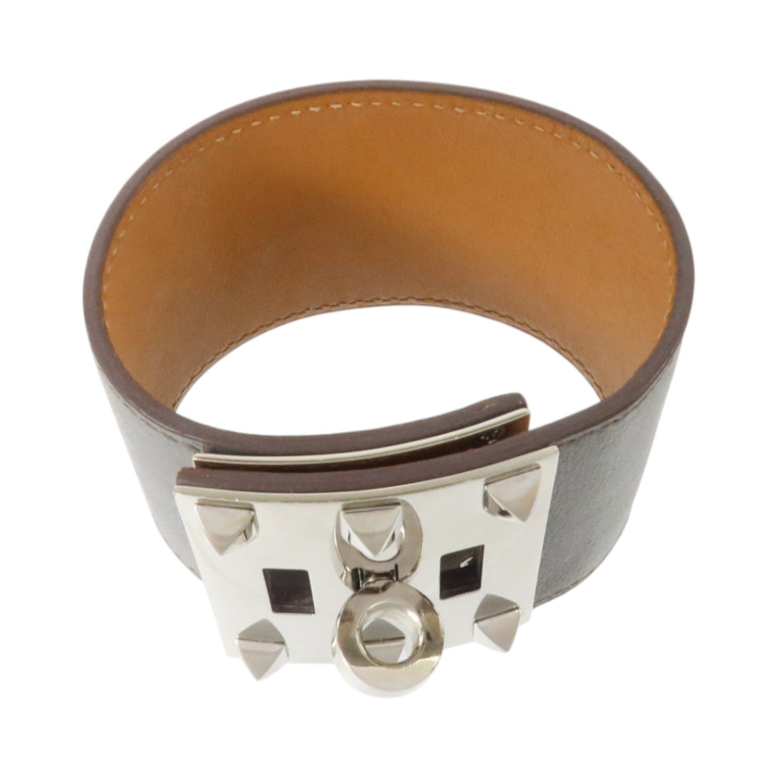 HERMES Swift皮革Kelly Dog Extreme Bracelet銀扣手鏈Etain