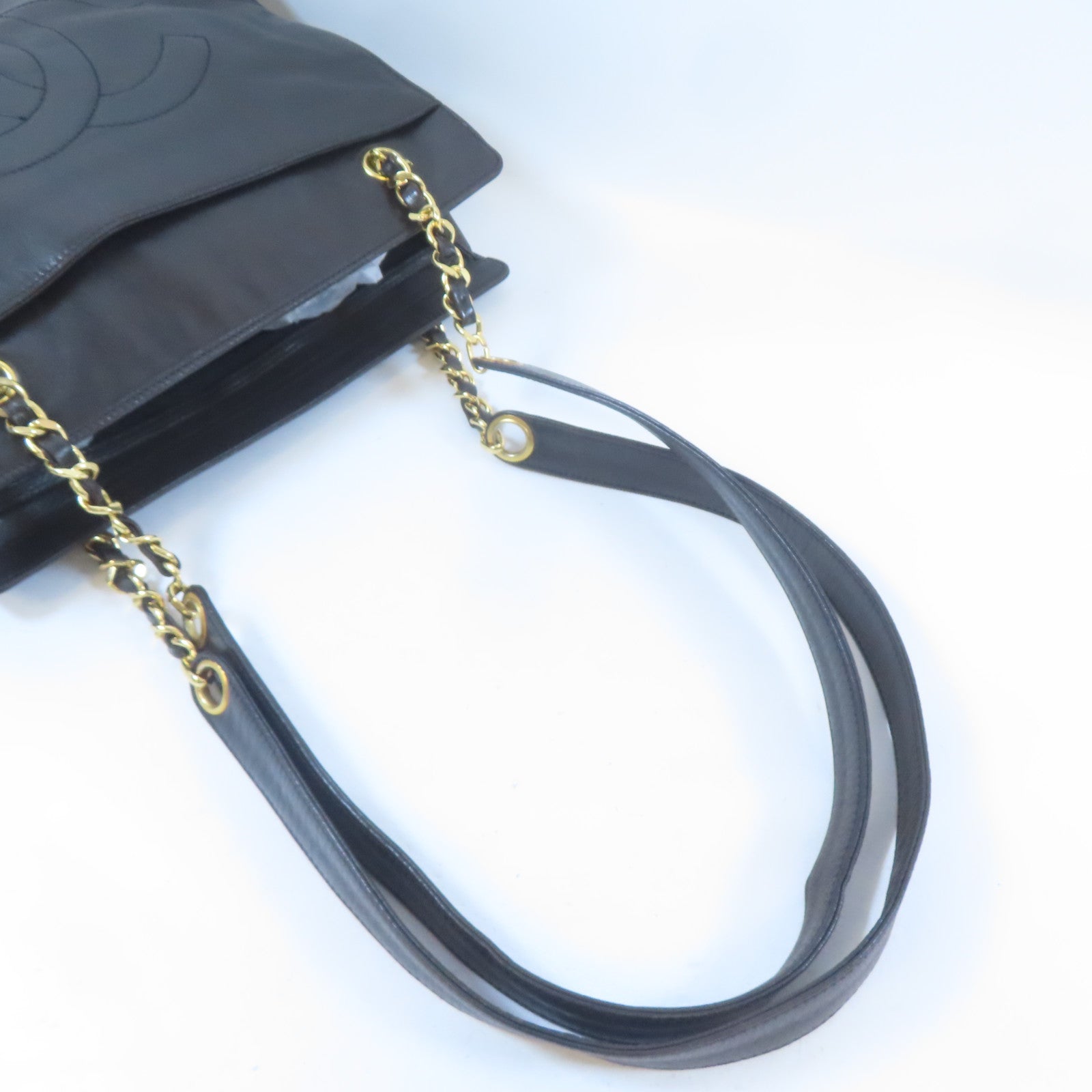 CHANEL 皮革Shoulder Bag金扣肩背袋黑色