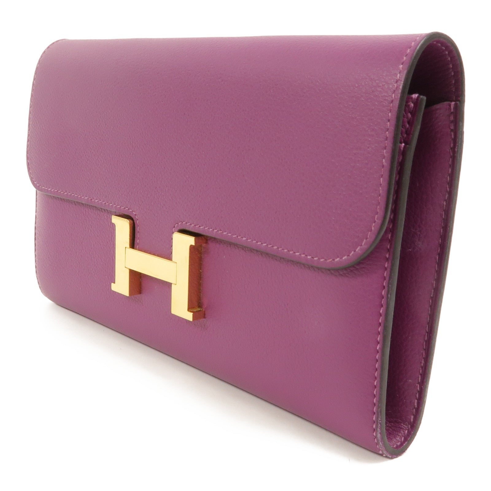HERMES Evercolor皮革Constance Long Wallet長錢包Anemone