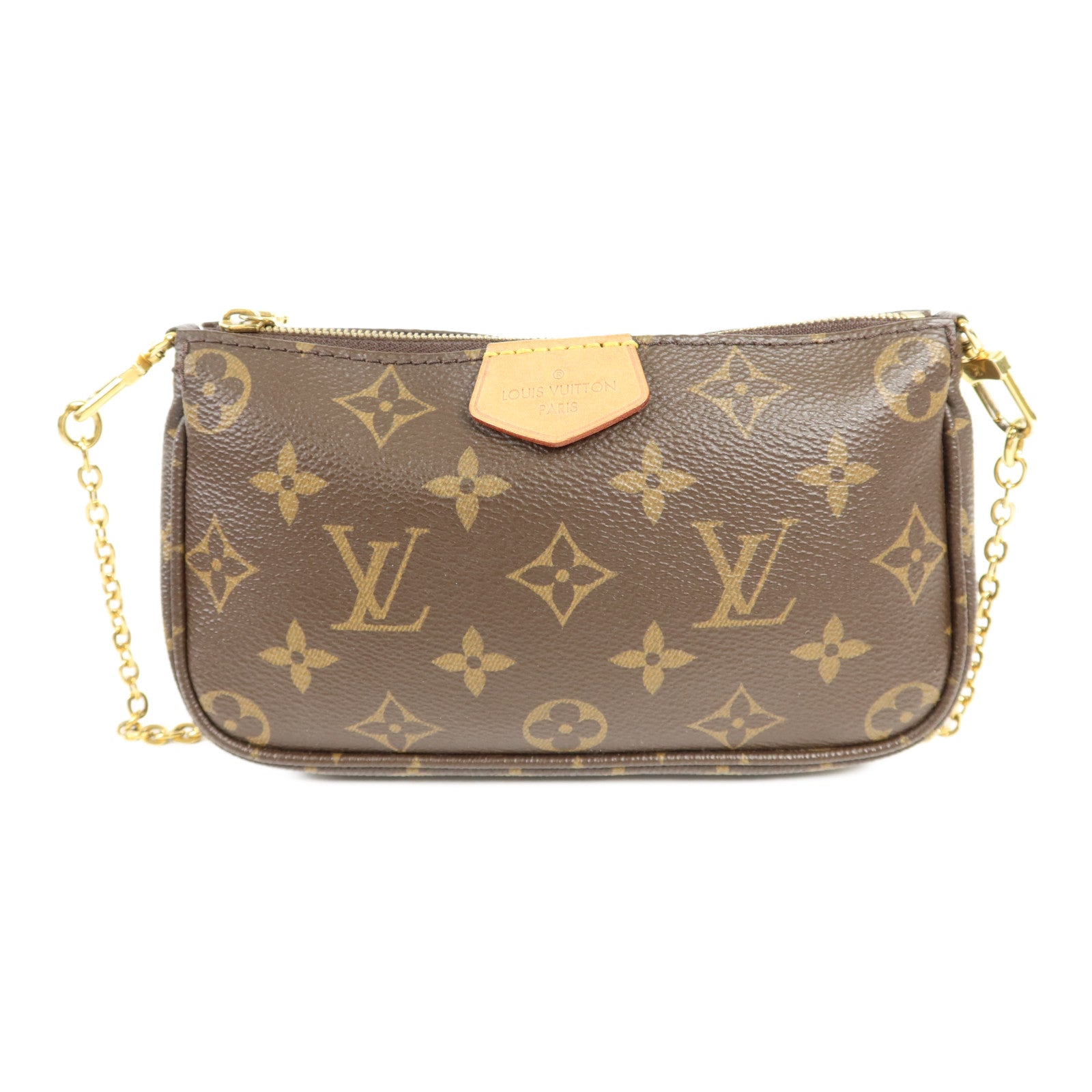 LOUIS VUITTON Monogram Multi Pochette Accessoires金扣手挽肩背兩用袋棕色