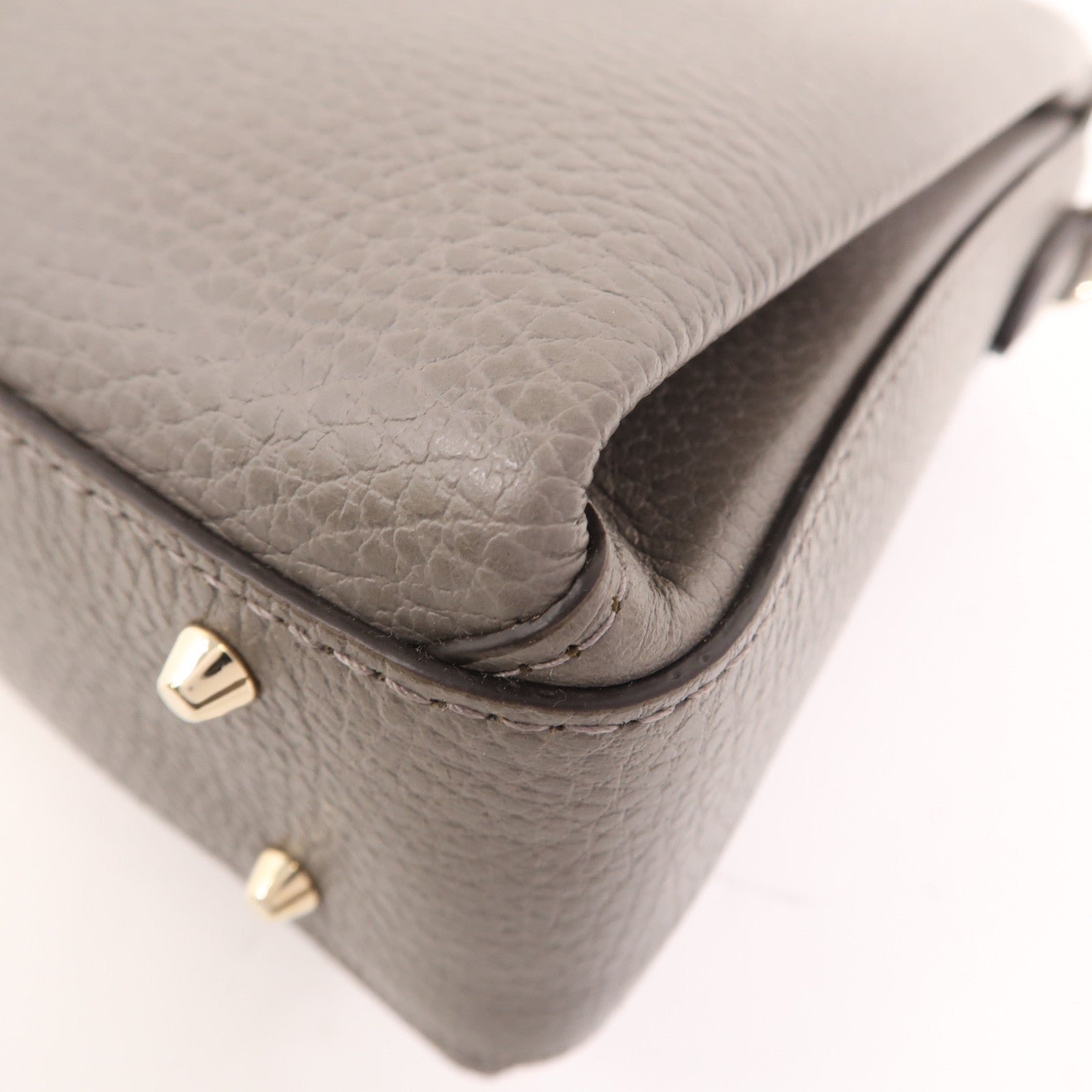GUCCI 牛皮皮革Chain Shoulder Bag金扣鏈帶肩背袋灰色