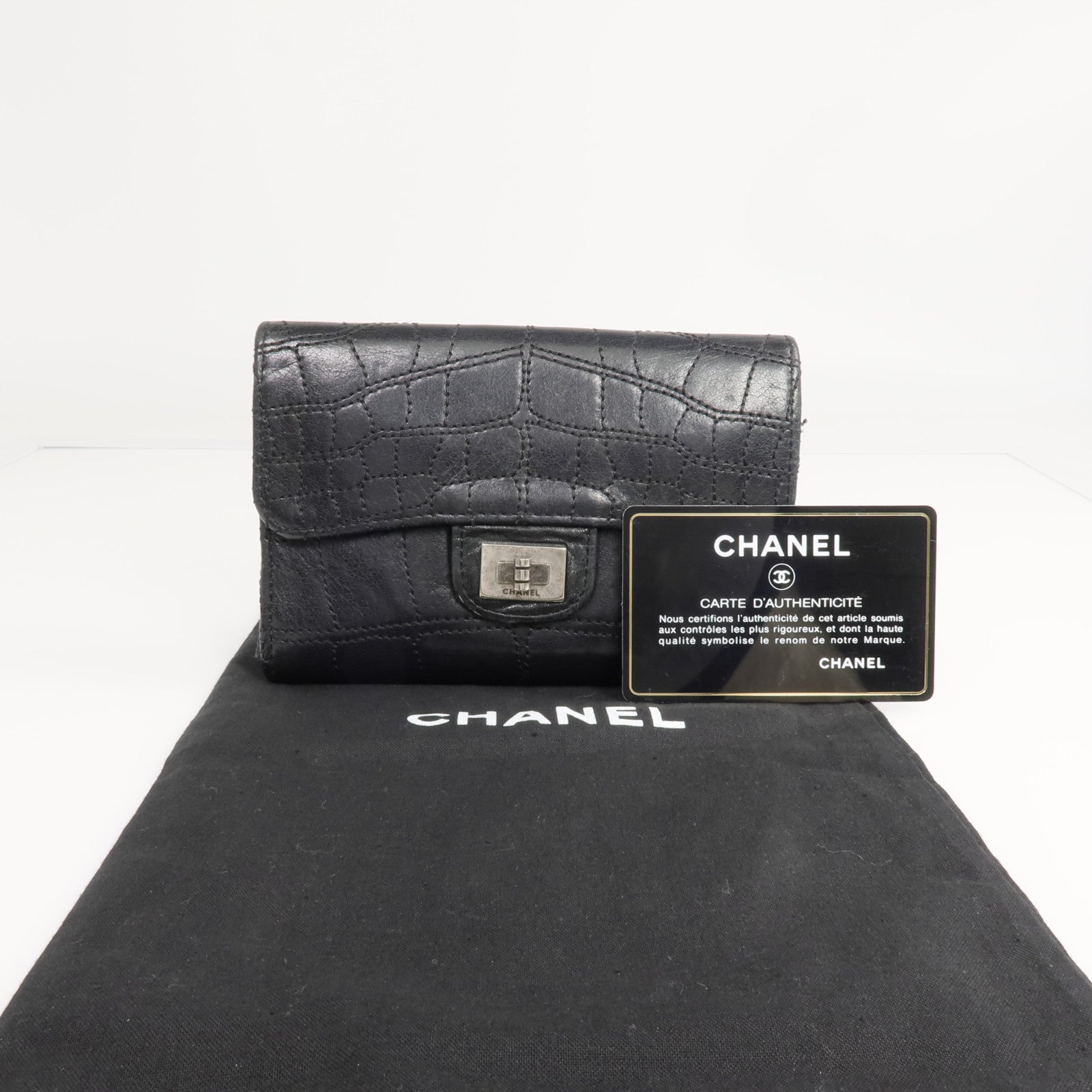 CHANEL 【激減優惠】牛皮皮革2.55 Wallet銀扣錢包