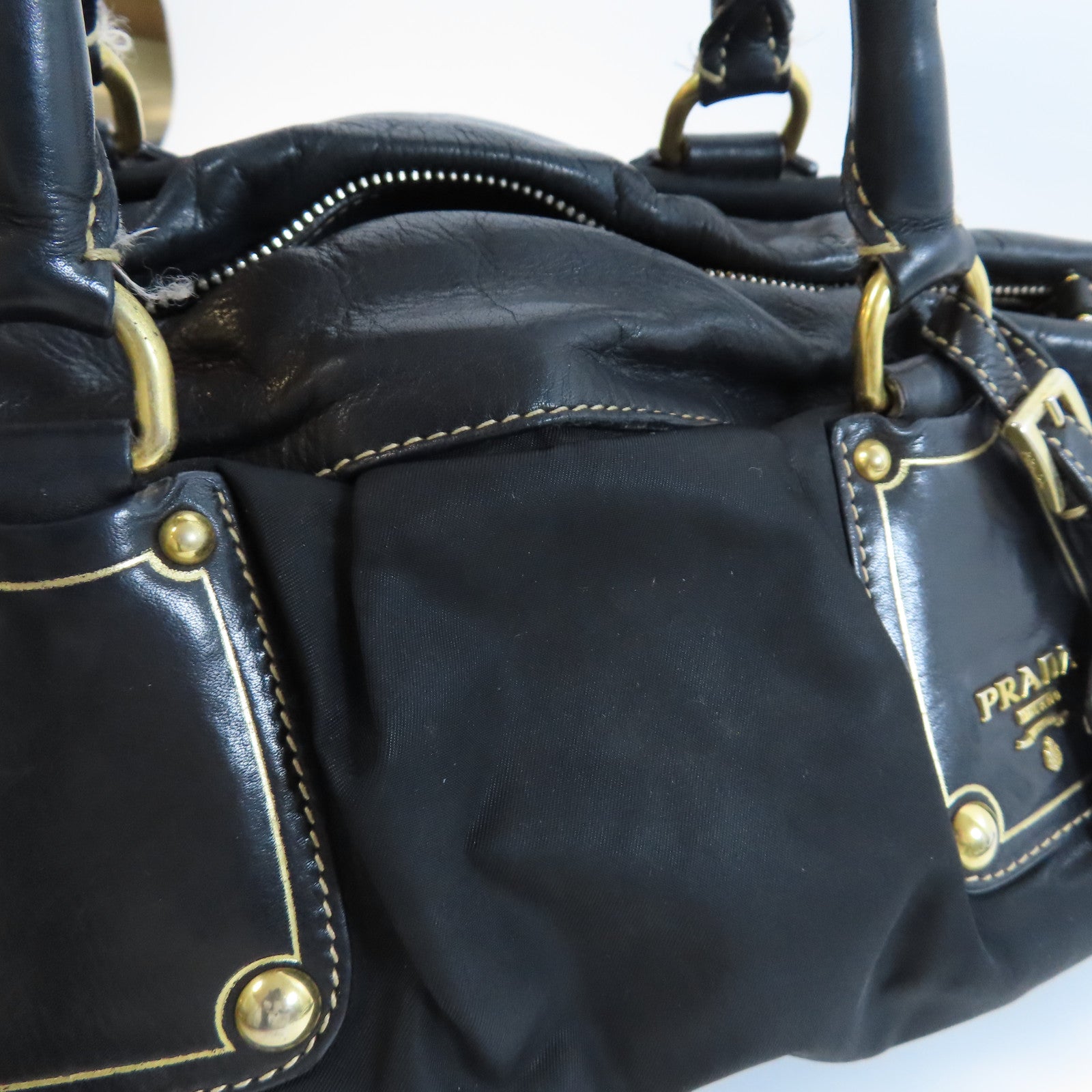 PRADA 尼龍2 Way Shoulder Bag金扣手挽肩背兩用袋黑色