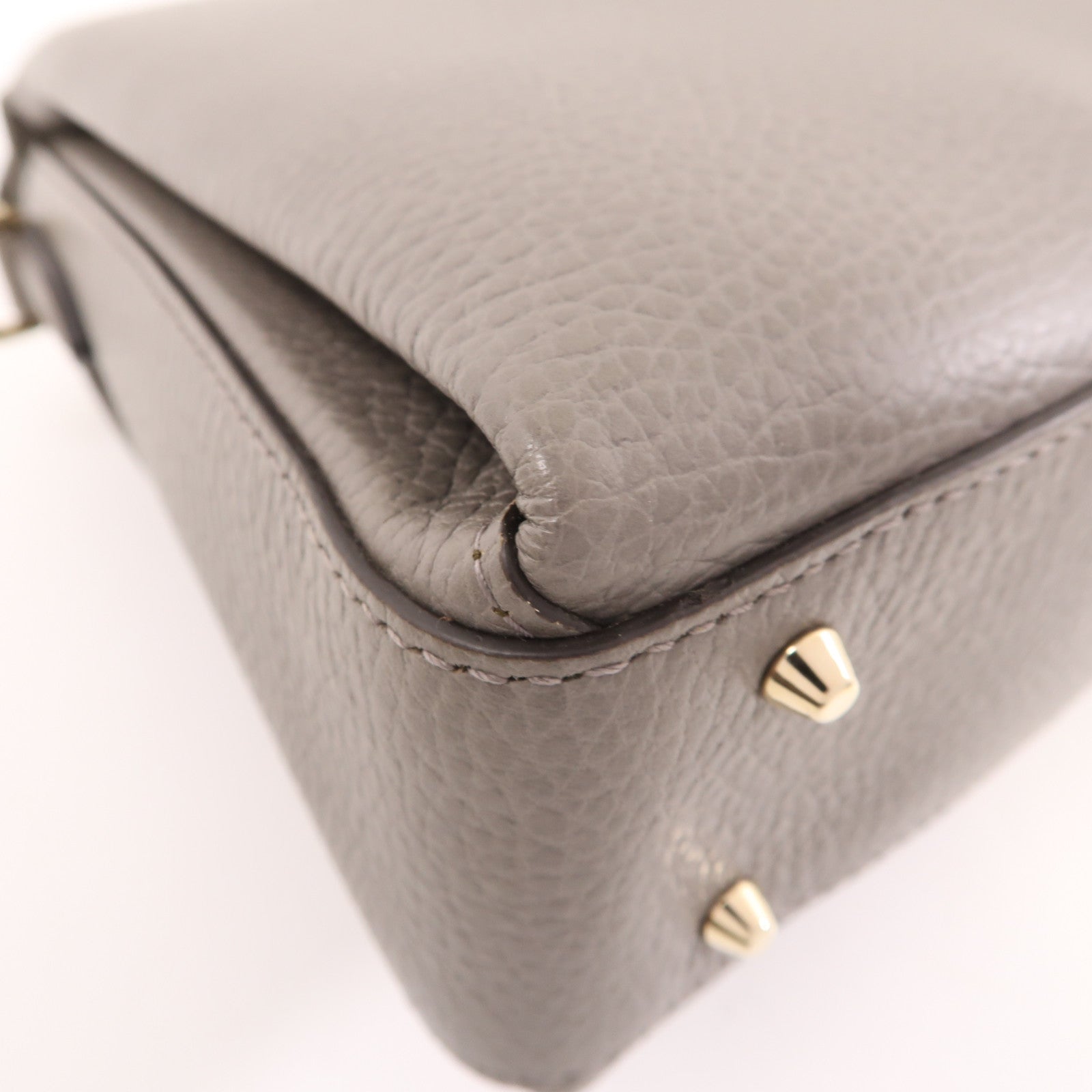 GUCCI 牛皮皮革Chain Shoulder Bag金扣鏈帶肩背袋灰色