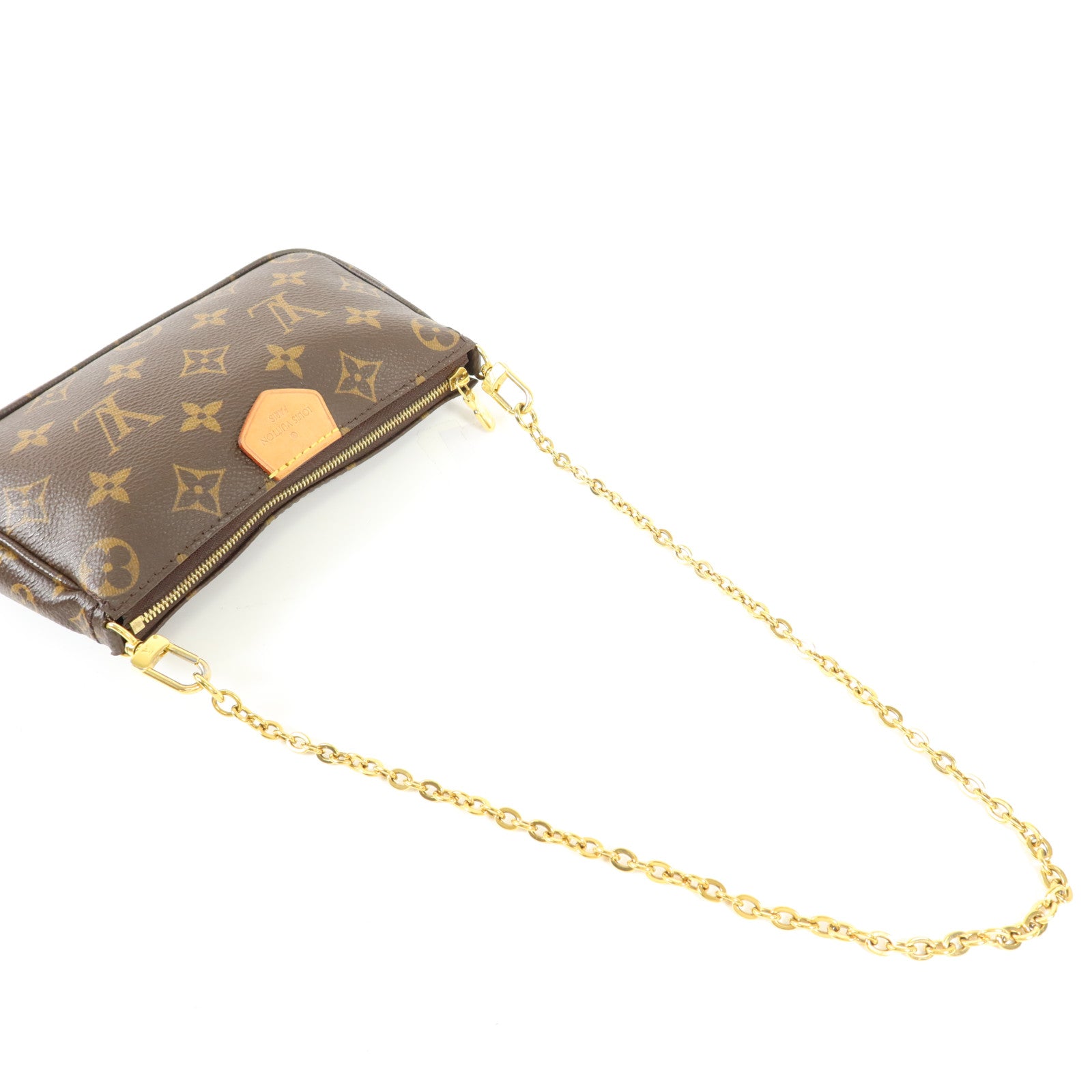 LOUIS VUITTON Monogram Multi Pochette Accessoires金扣手挽肩背兩用袋棕色