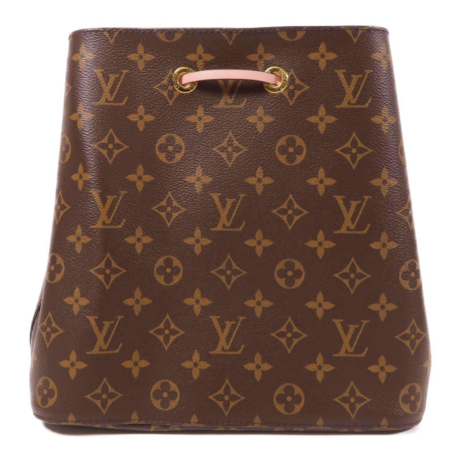 LOUIS VUITTON Monogram Neo Noe MM金扣肩背袋棕色/粉紅色