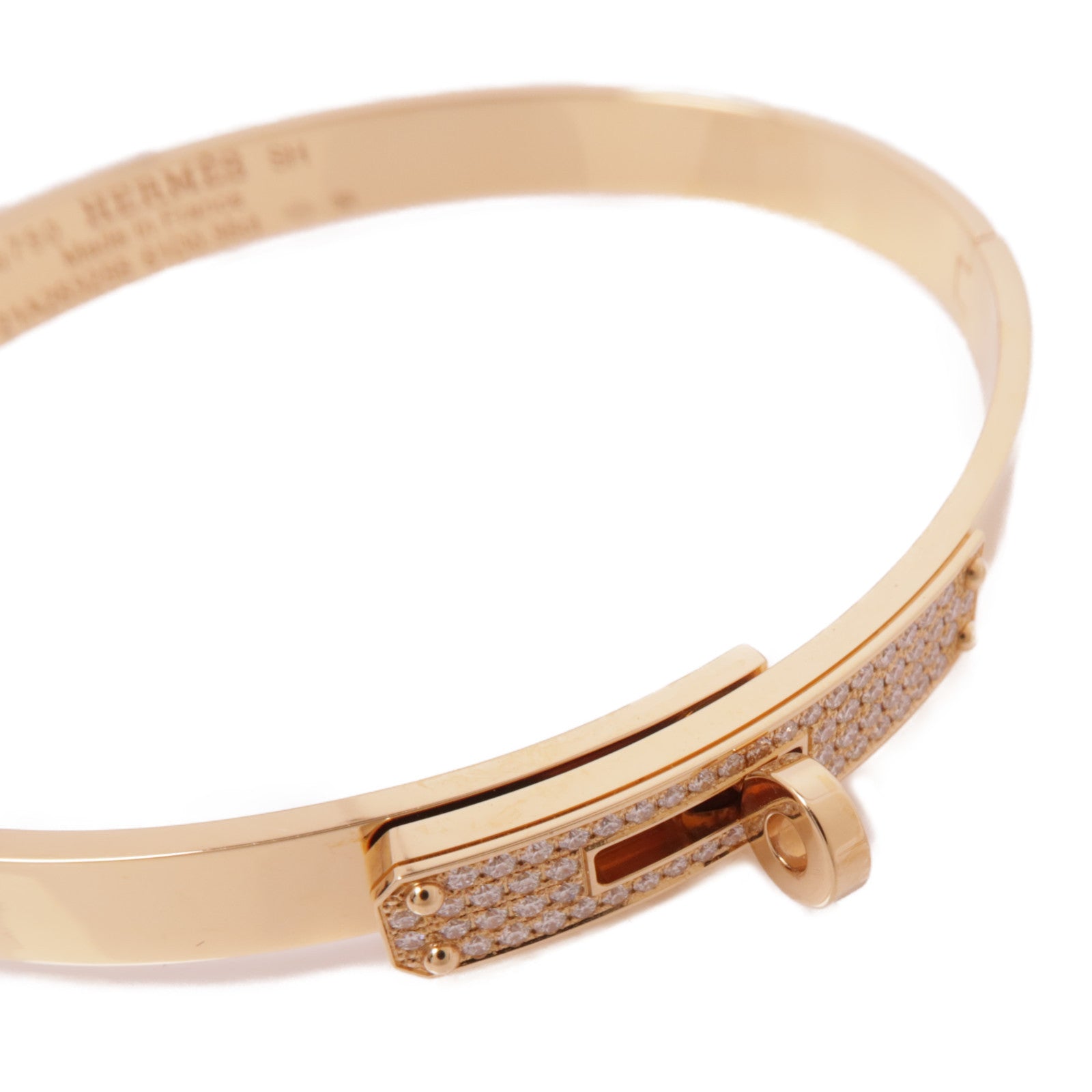 HERMES 18K玫瑰金Kelly Blaceret鑽石手鐲