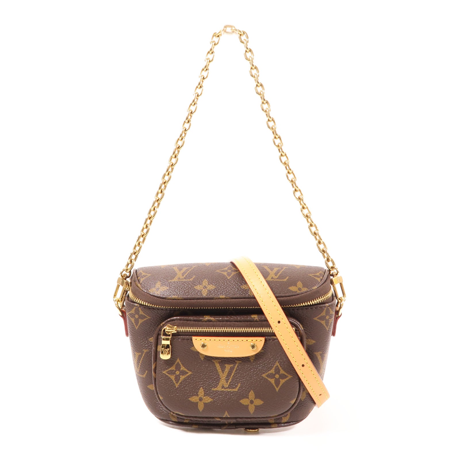 LOUIS VUITTON 【激減優惠】Monogram Mini Bumbag金扣手挽肩背兩用袋棕色