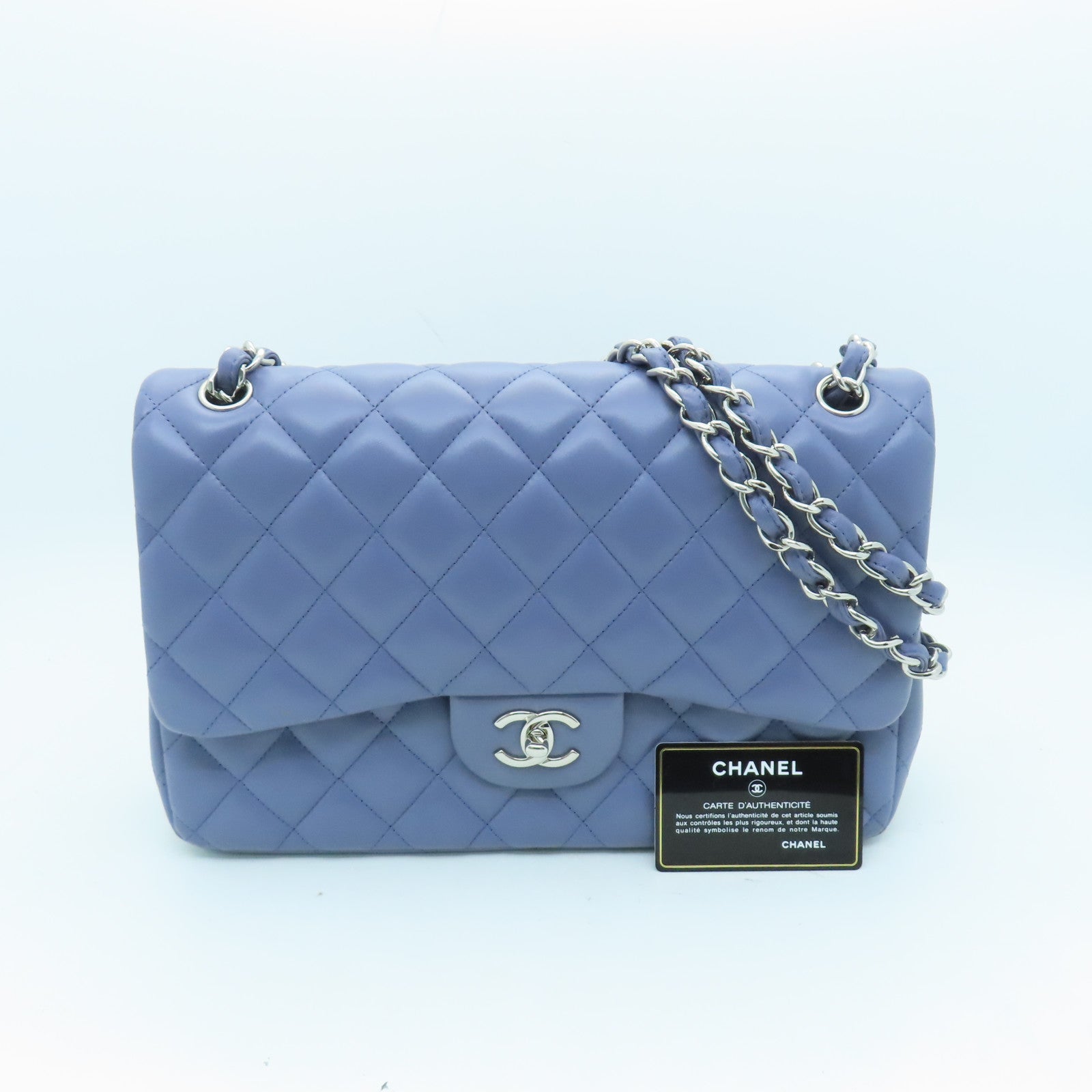 CHANEL Rhombus Sheepskin Leather Chain Shoulder Bag Silver Buckle Handle Chain Belt Shoulder Back Dual-purpose Bag Purple