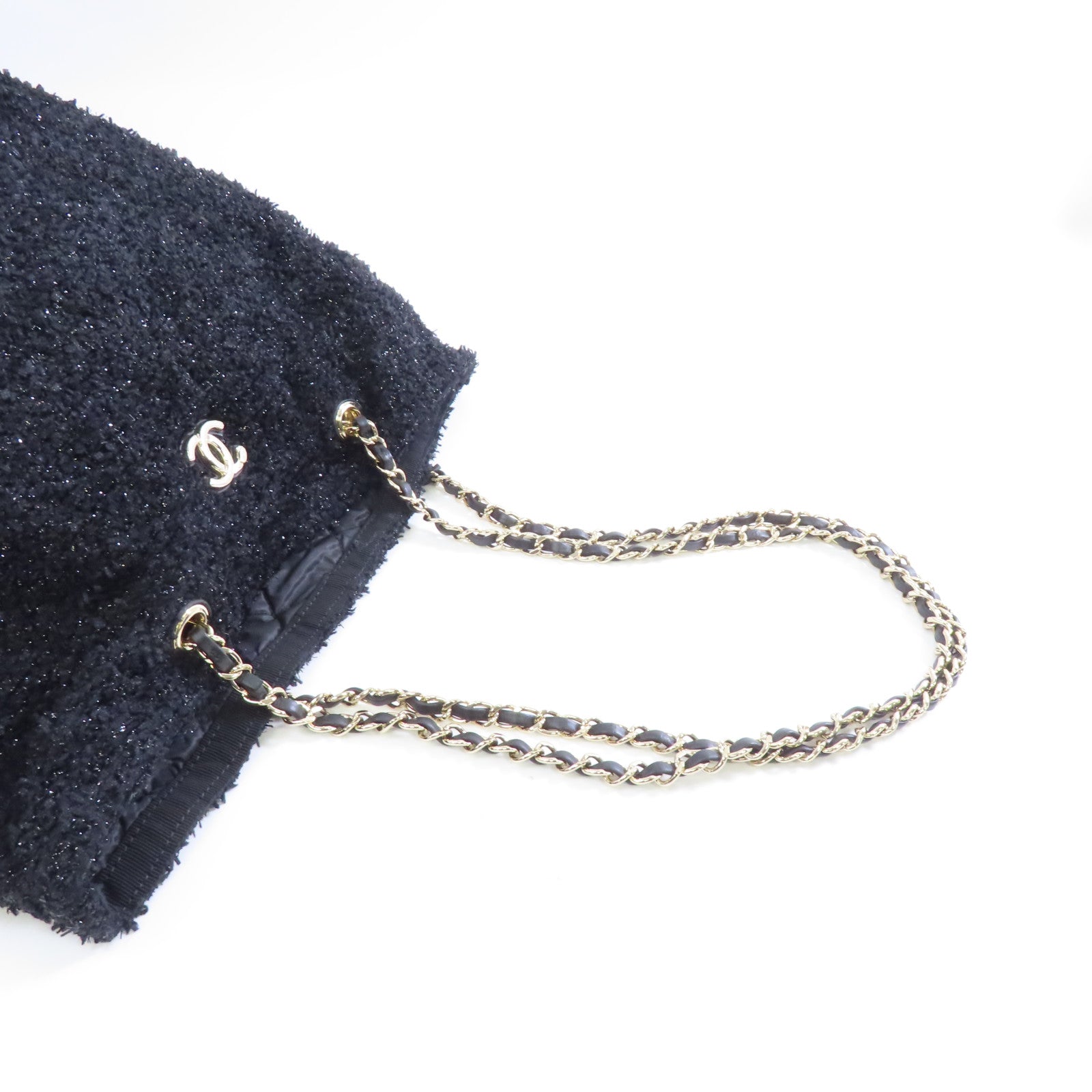 CHANEL 【激減優惠】花呢2 Way Shoulder Tote金扣手挽肩背兩用袋黑色