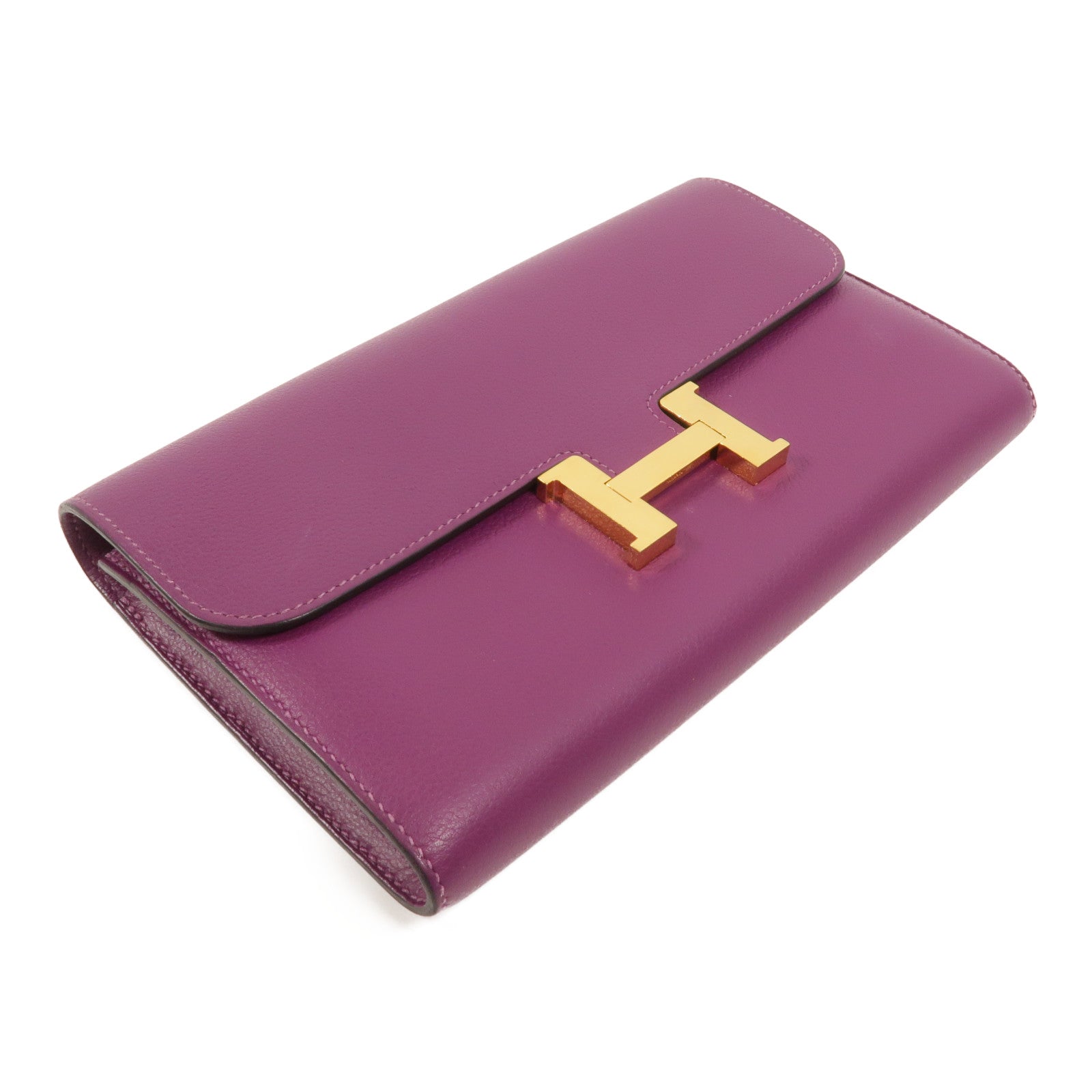 HERMES Evercolor皮革Constance Long Wallet長錢包Anemone