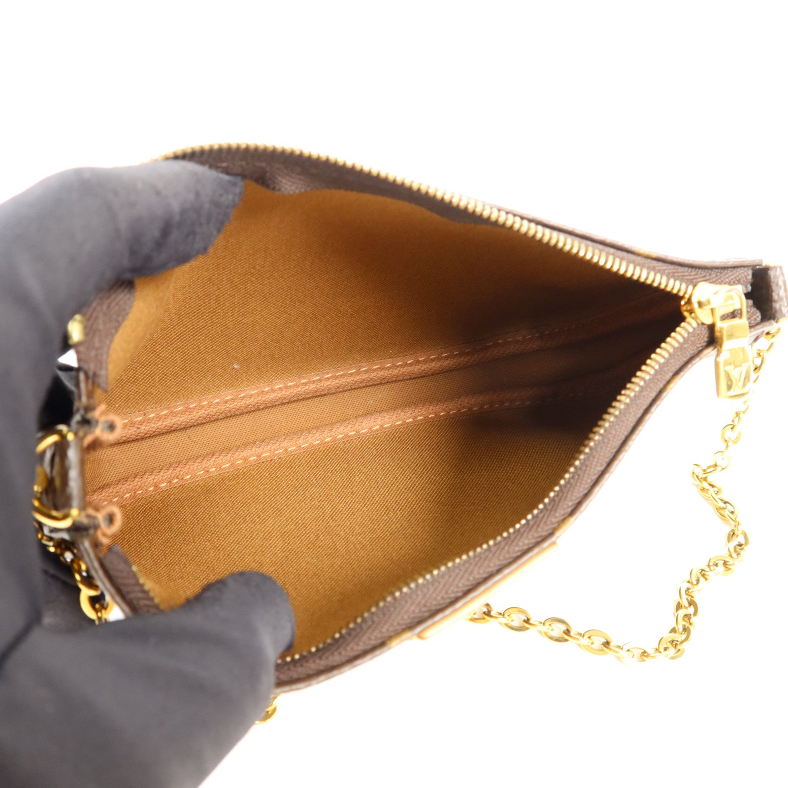 LOUIS VUITTON Monogram Multi Pochette Accessoires金扣手挽肩背兩用袋棕色