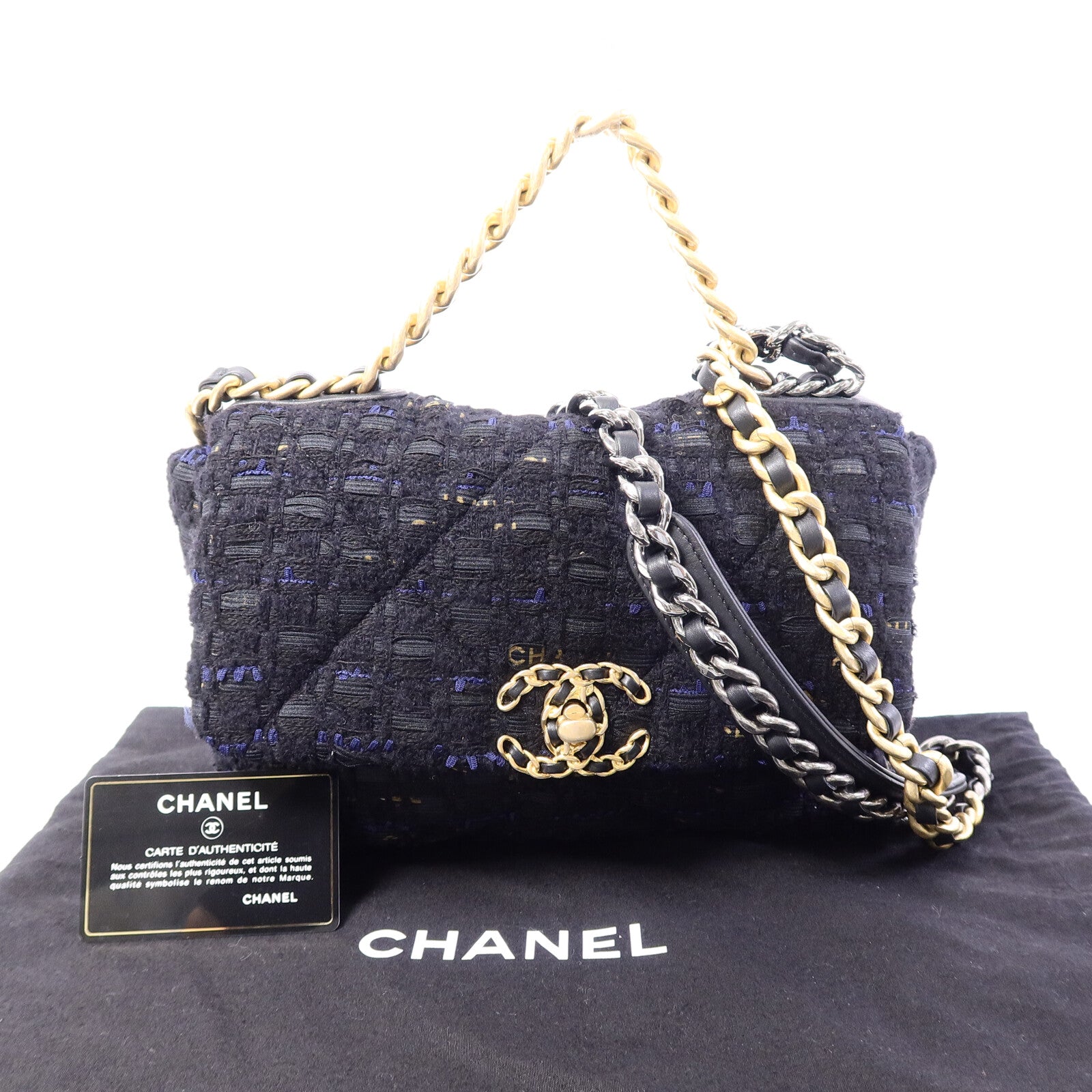 CHANEL Tweed Chanel 19手挽肩背兩用袋