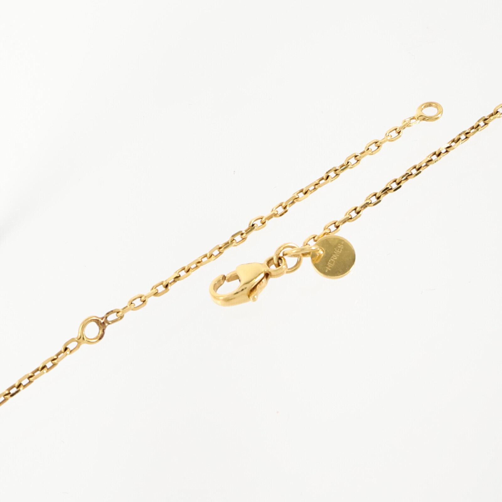 HERMES Swift皮革/金屬As De Coeur Pendant Necklace金扣項鏈