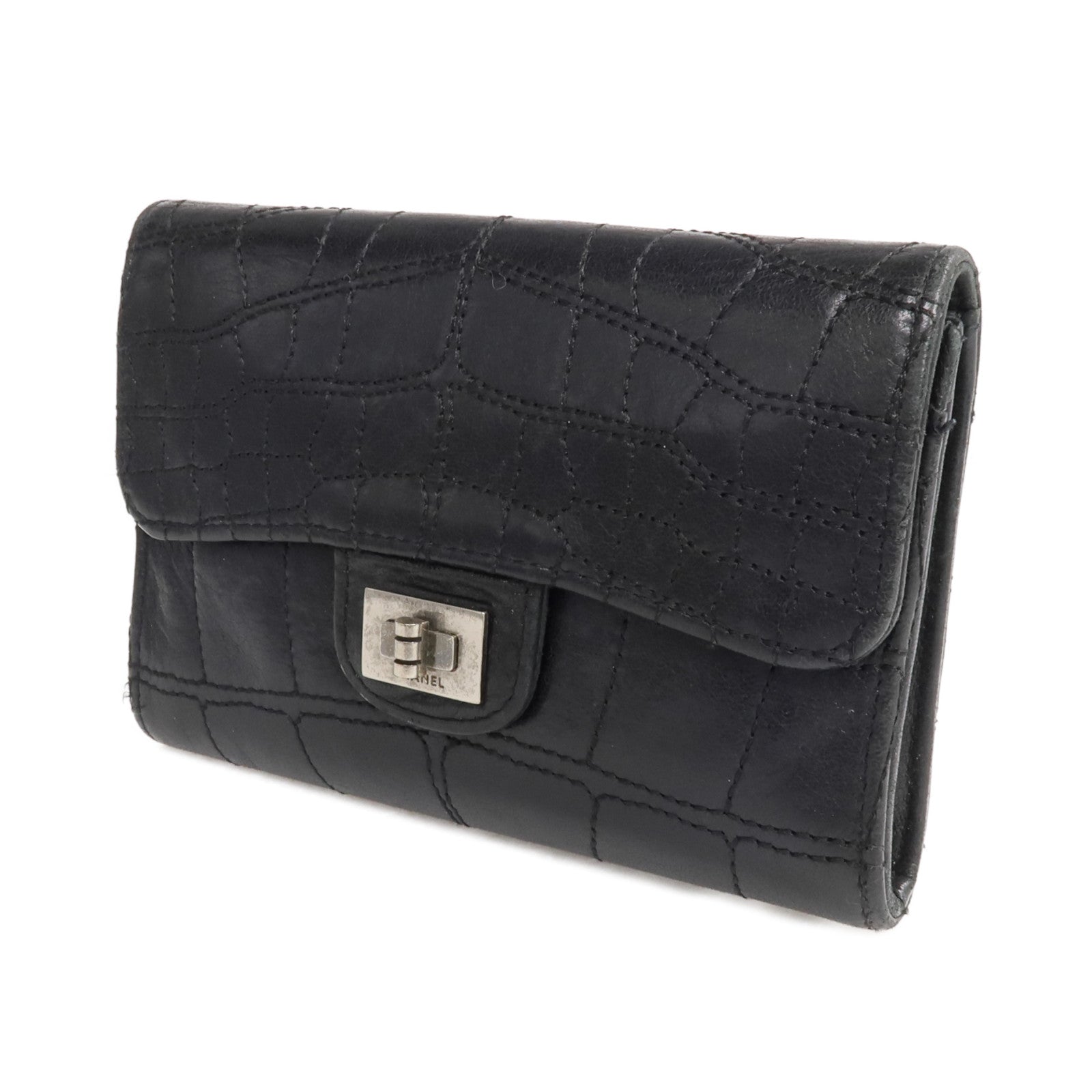 CHANEL 【激減優惠】牛皮皮革2.55 Wallet銀扣錢包