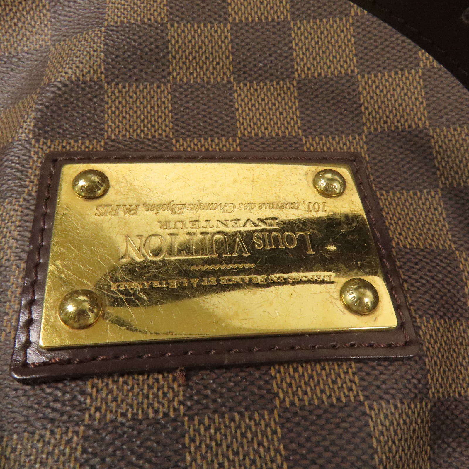 LOUIS VUITTON Damier Hampstead 金扣手挽袋