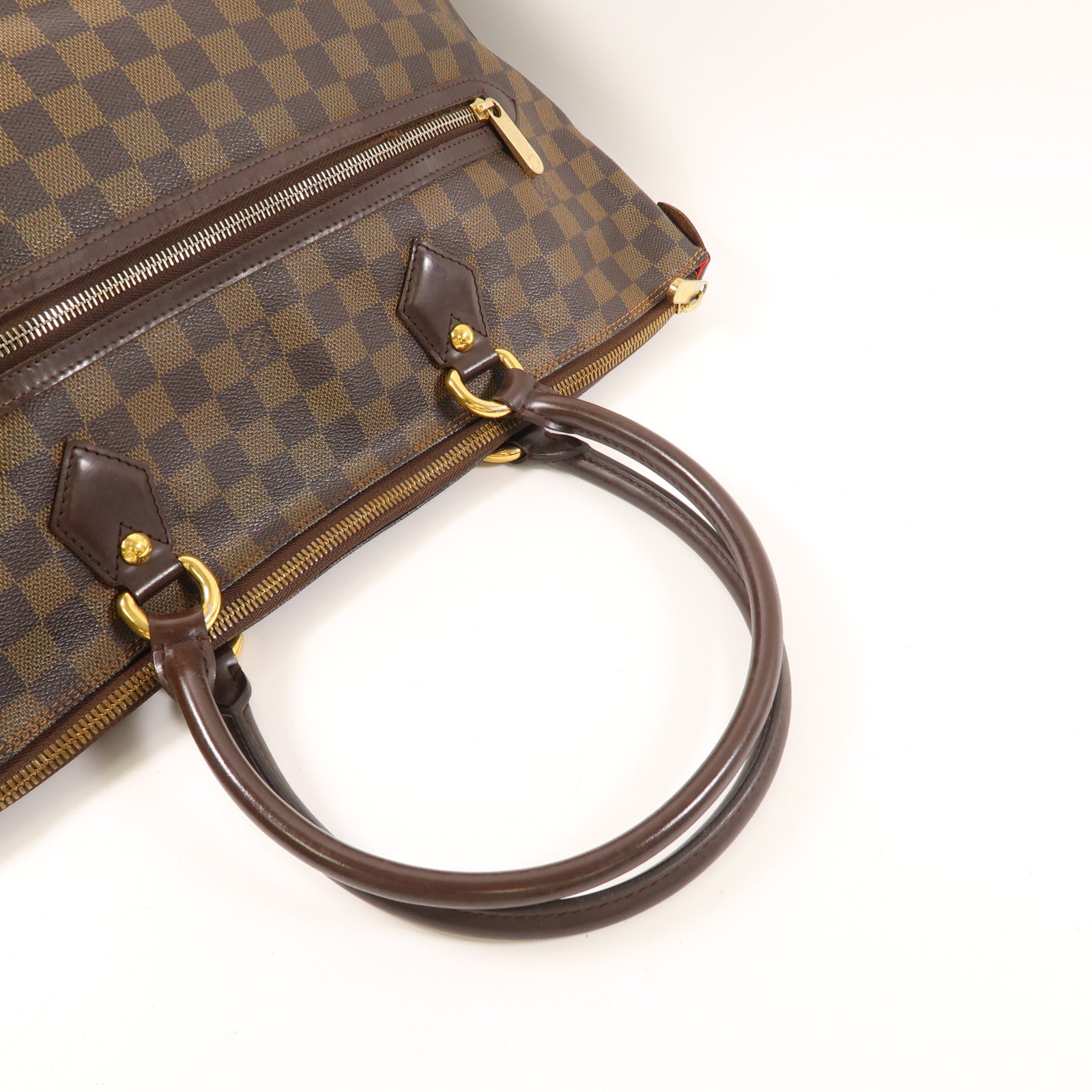 LOUIS VUITTON Damier Saleya GM金扣肩背袋棕色