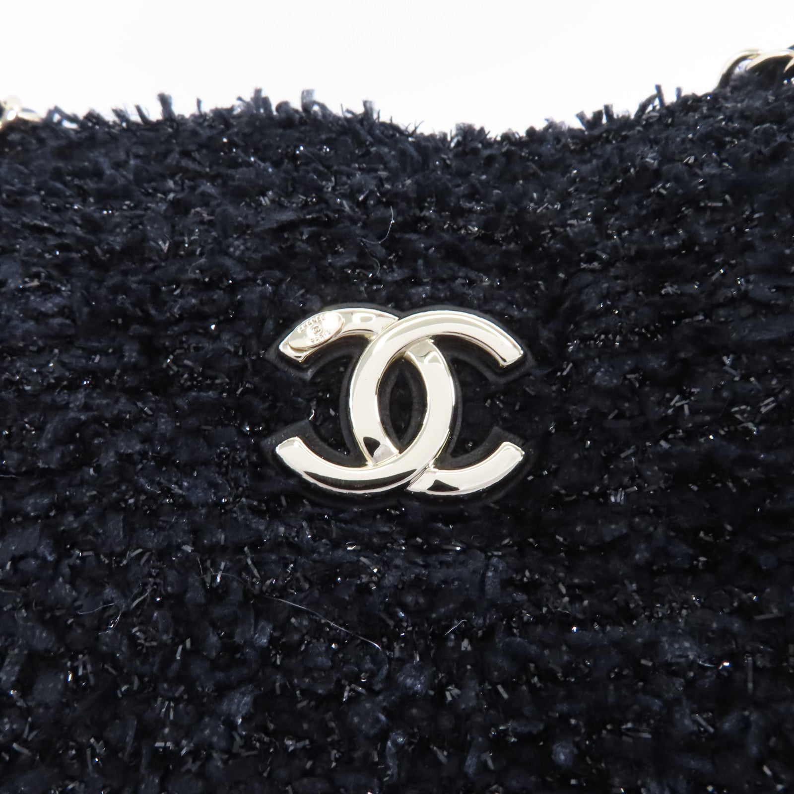 CHANEL 【激減優惠】花呢2 Way Shoulder Tote金扣手挽肩背兩用袋黑色