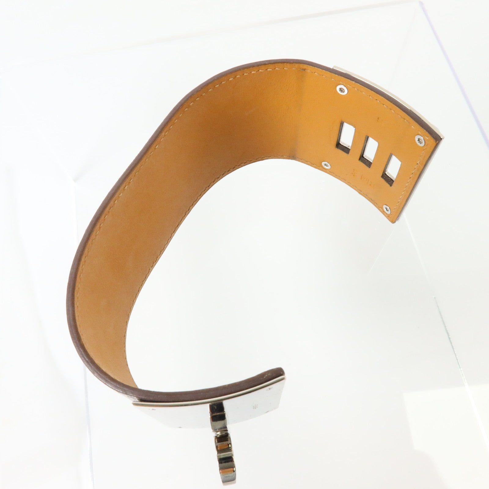 HERMES Swift皮革Kelly Dog Extreme Bracelet銀扣手鏈Etain