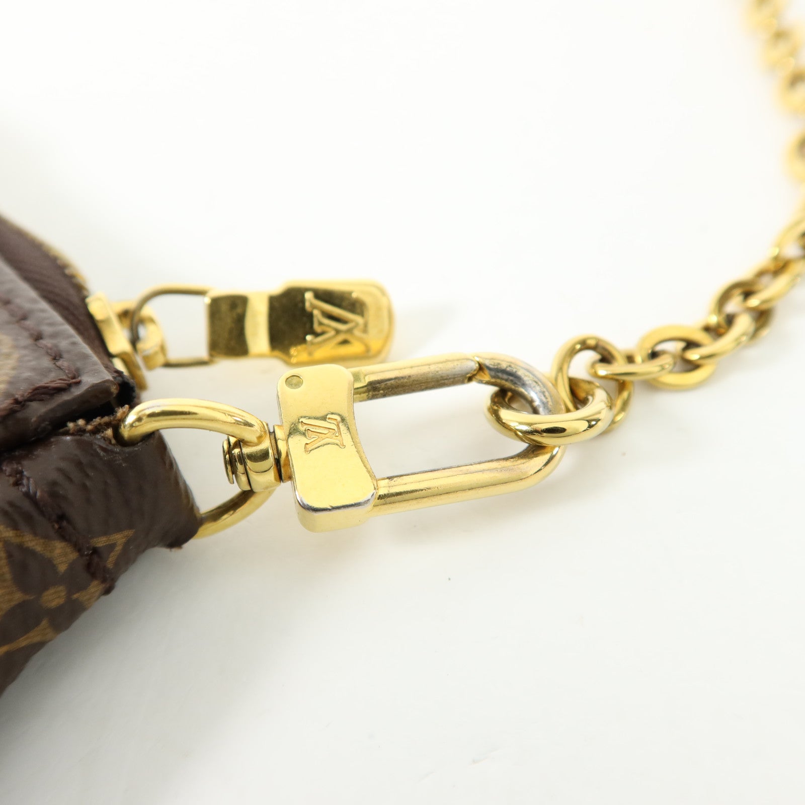 LOUIS VUITTON Monogram Multi Pochette Accessoires金扣手挽肩背兩用袋棕色