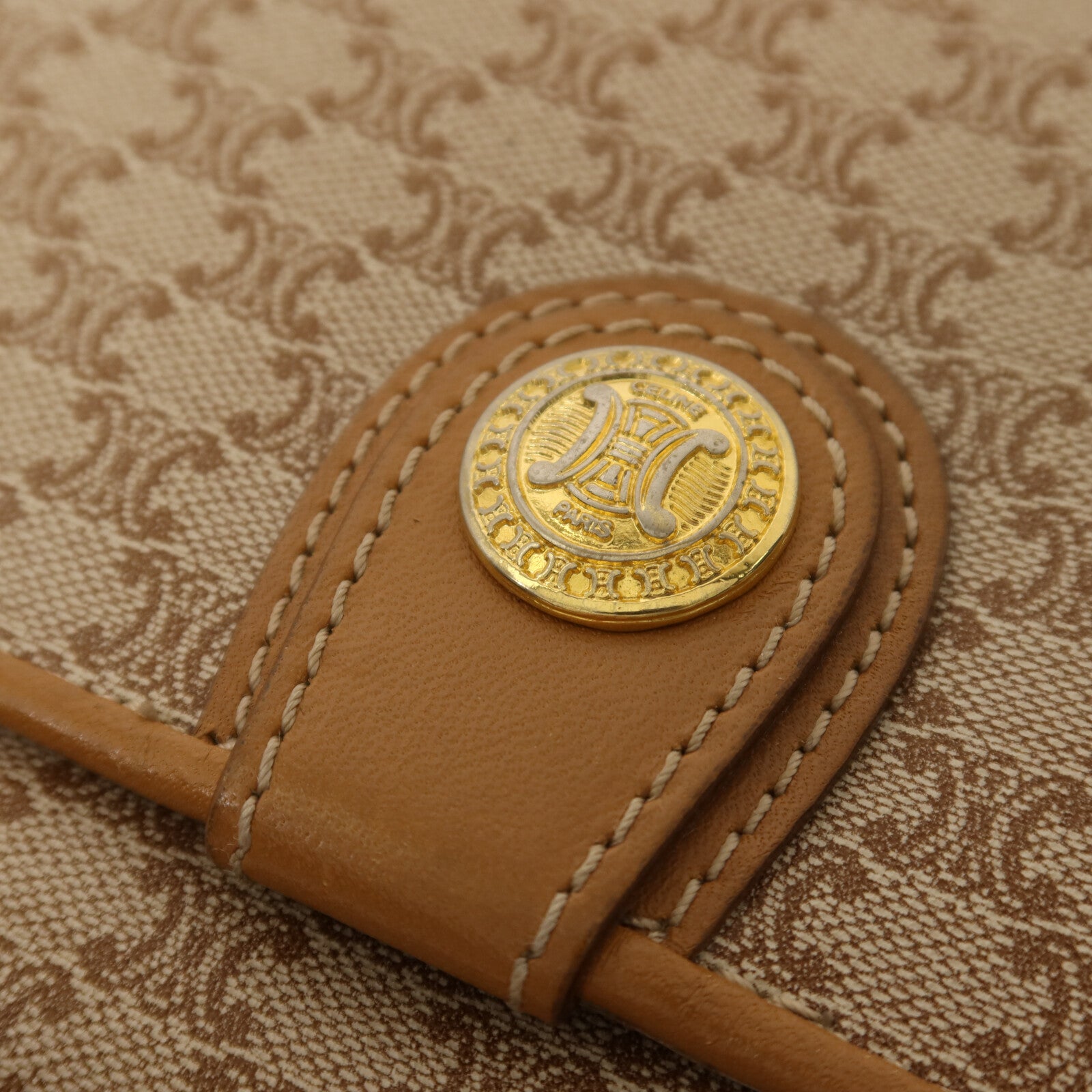 CELINE 塗層帆布Vintage Macadam金扣肩背袋