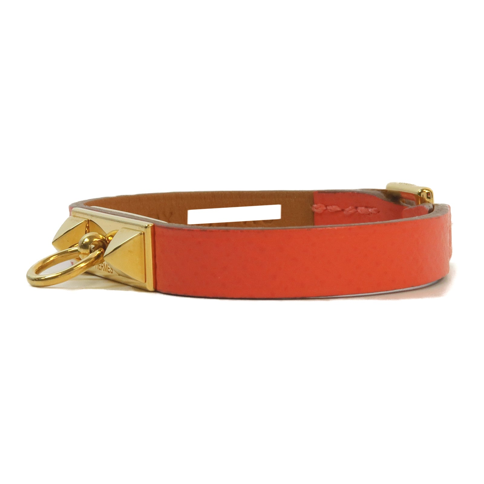 HERMES GHW Rivale Mini Bracelet Veau Epsom Leather Rose Jaipur
