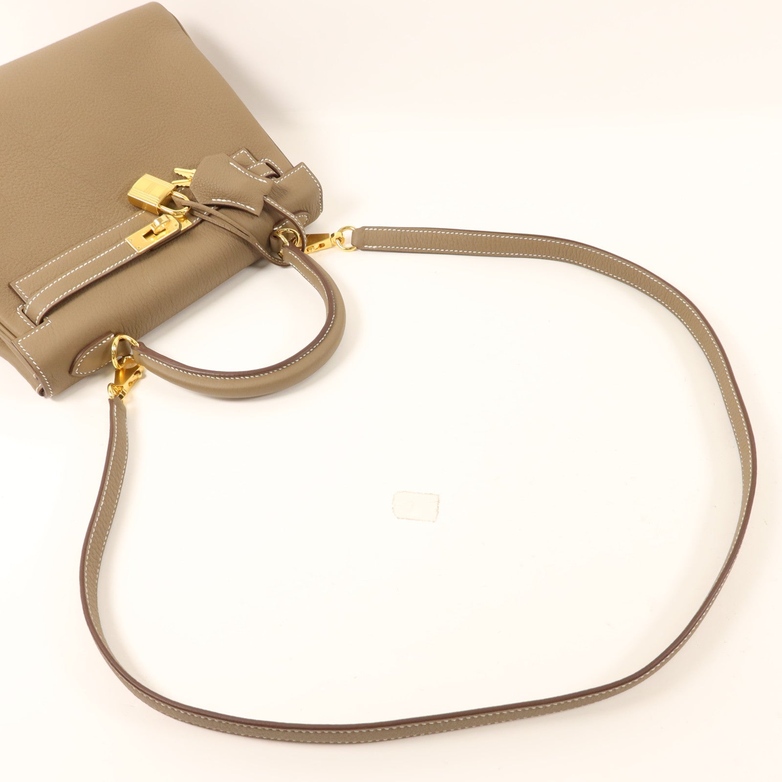 HERMES 【激減優惠】Togo皮革Kelly 25金扣手挽肩背兩用袋Etoupe