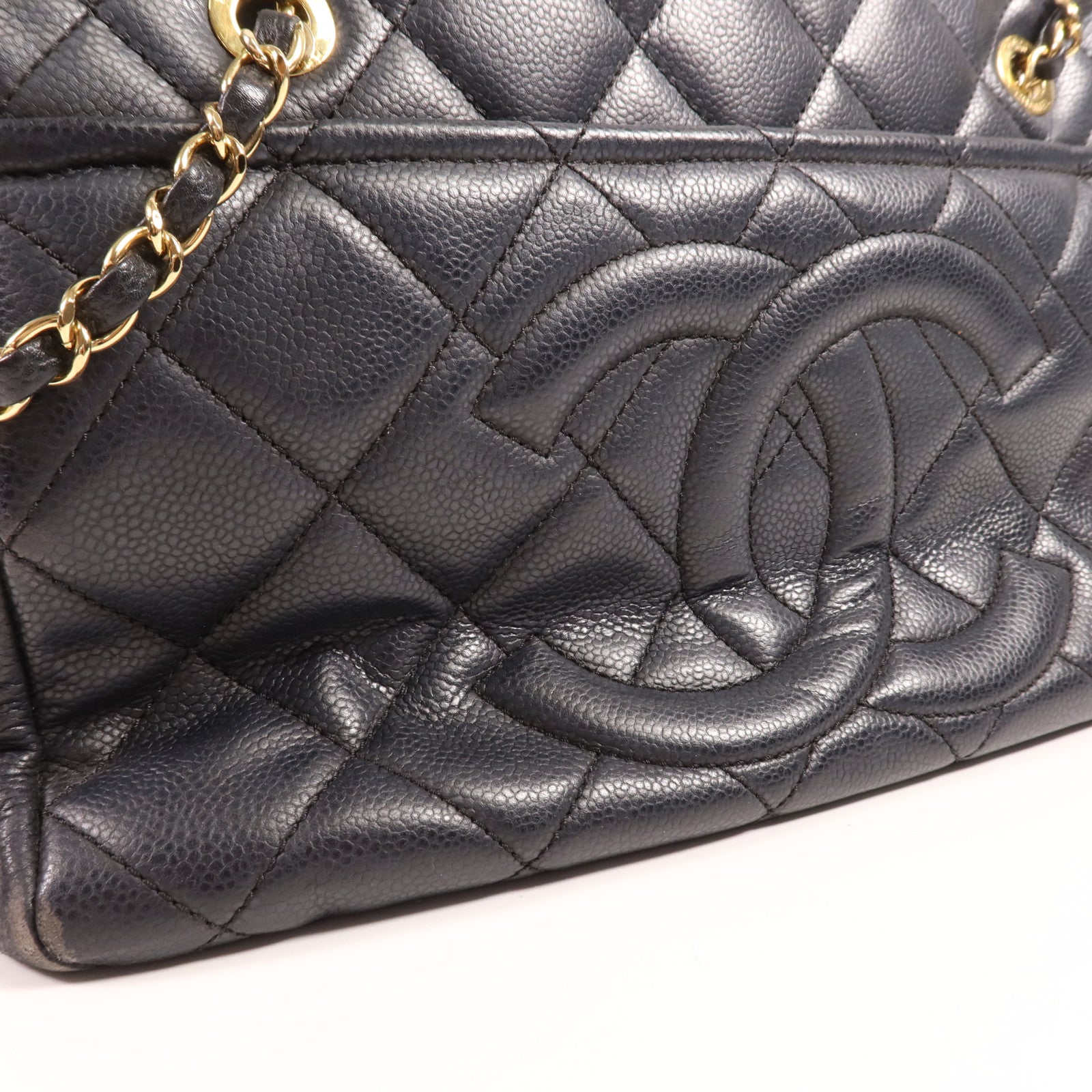 CHANEL 牛皮皮革Tote Bag金扣肩背袋