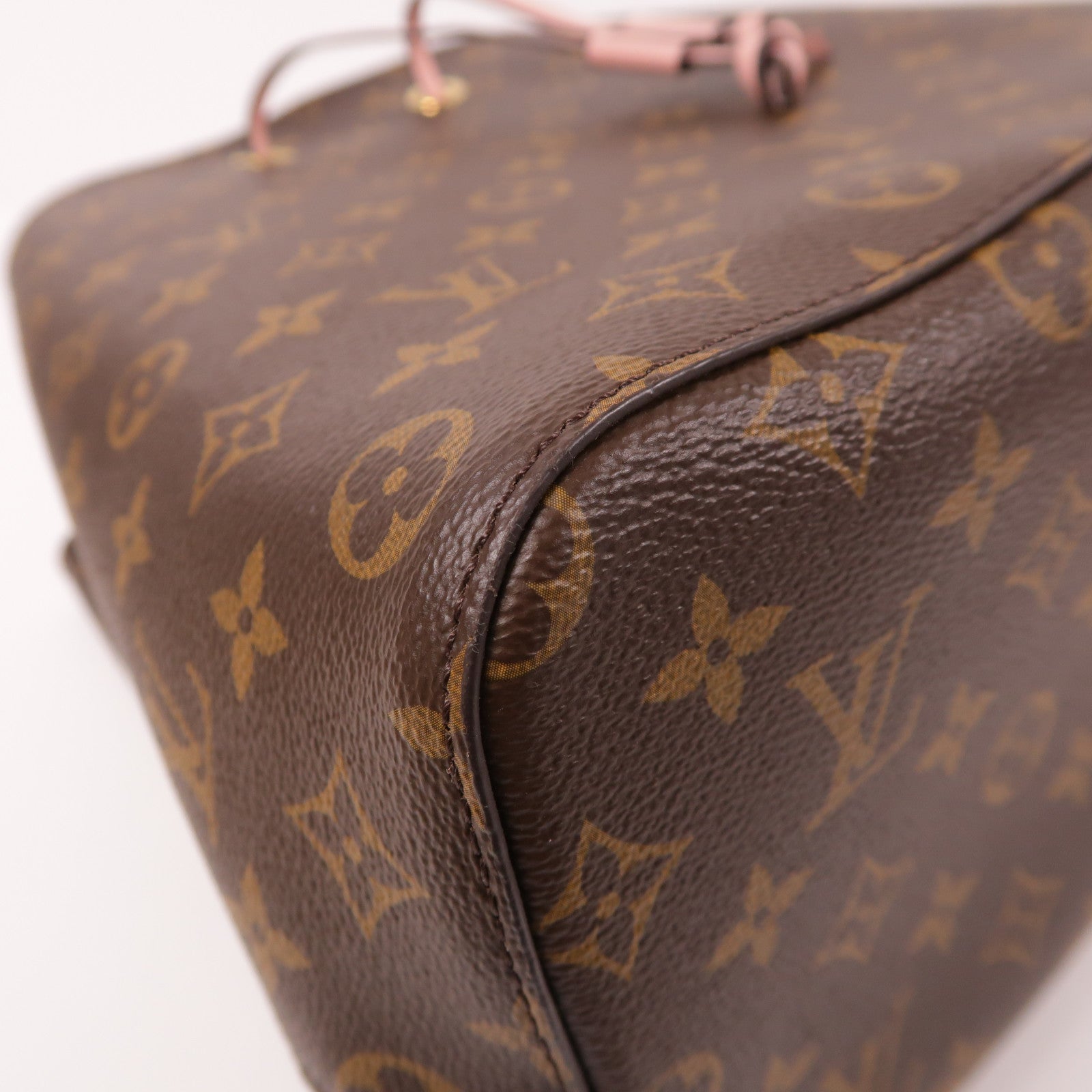 LOUIS VUITTON Monogram Neo Noe MM金扣肩背袋棕色/粉紅色