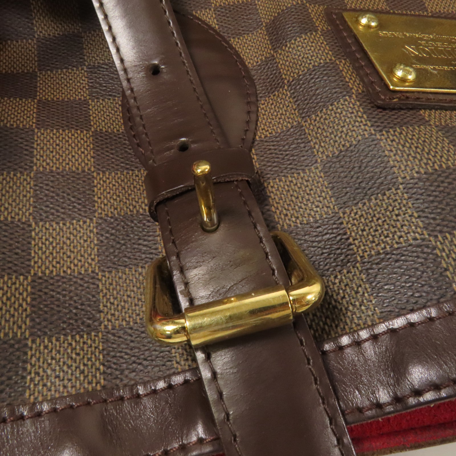 LOUIS VUITTON Damier Hampstead 金扣手挽袋