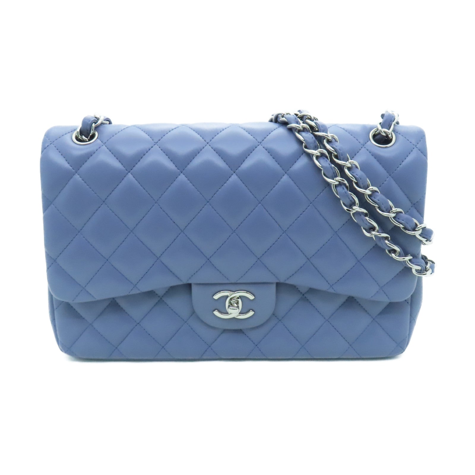 CHANEL Rhombus Sheepskin Leather Chain Shoulder Bag Silver Buckle Handle Chain Belt Shoulder Back Dual-purpose Bag Purple