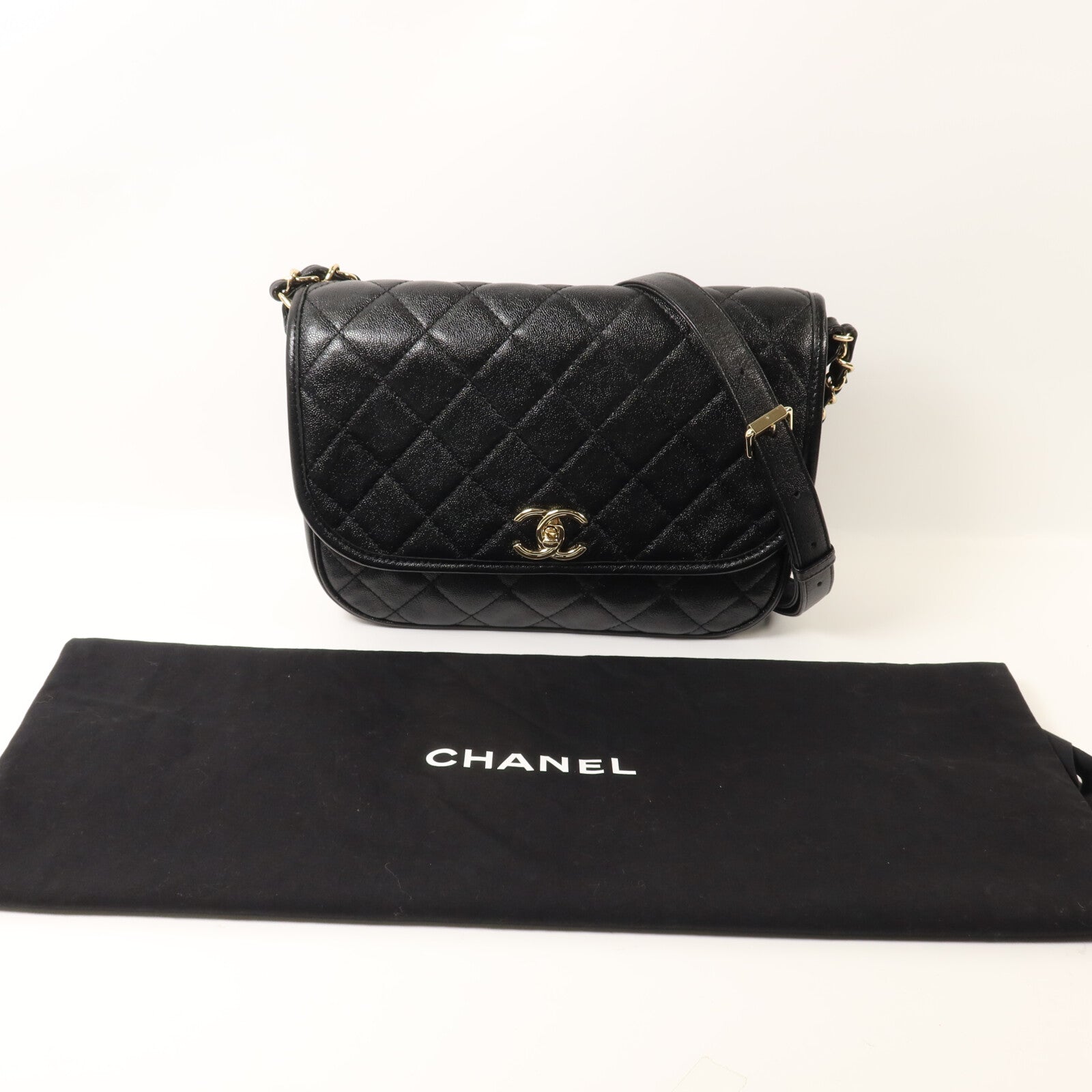 CHANEL 牛皮皮革Chain Shoulder鏈帶肩背袋
