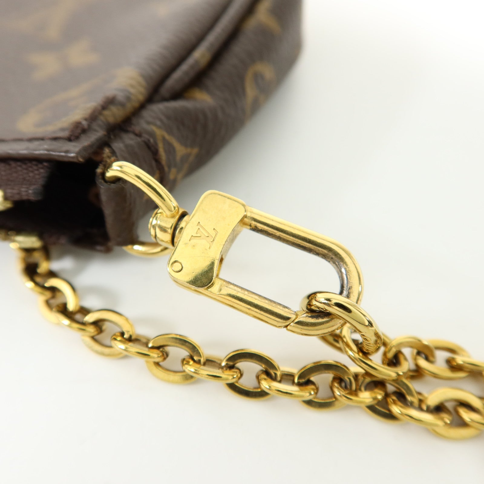LOUIS VUITTON Monogram Multi Pochette Accessoires金扣手挽肩背兩用袋棕色