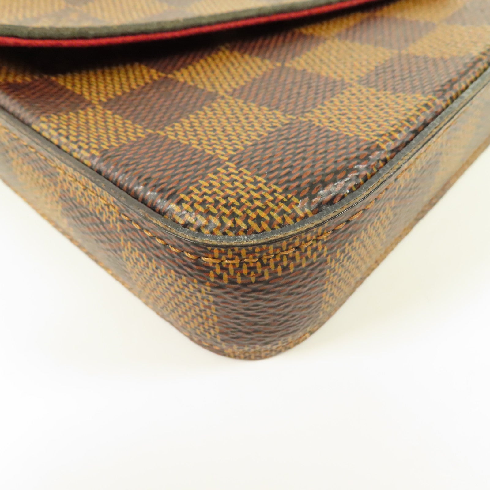 LOUIS VUITTON Damier Felice Pochette金扣鏈帶肩背袋