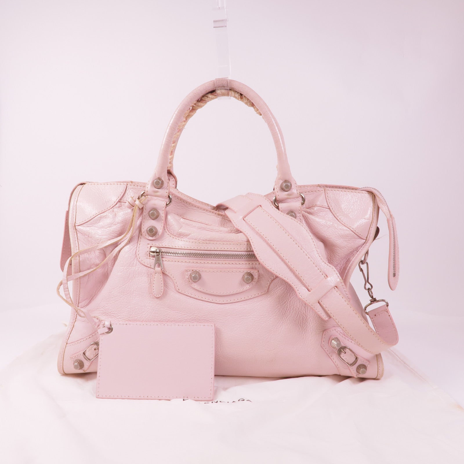 BALENCIAGA 羊皮皮革Giant 12 Silver Motorcycle City銀扣手挽肩背兩用袋