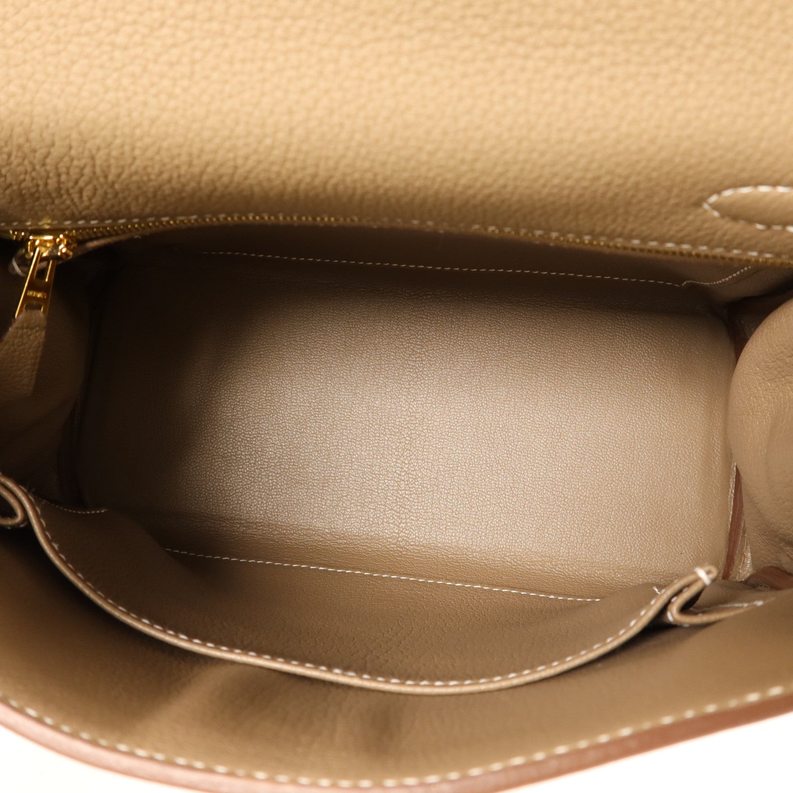 HERMES 【激減優惠】Togo皮革Kelly 25金扣手挽肩背兩用袋Etoupe