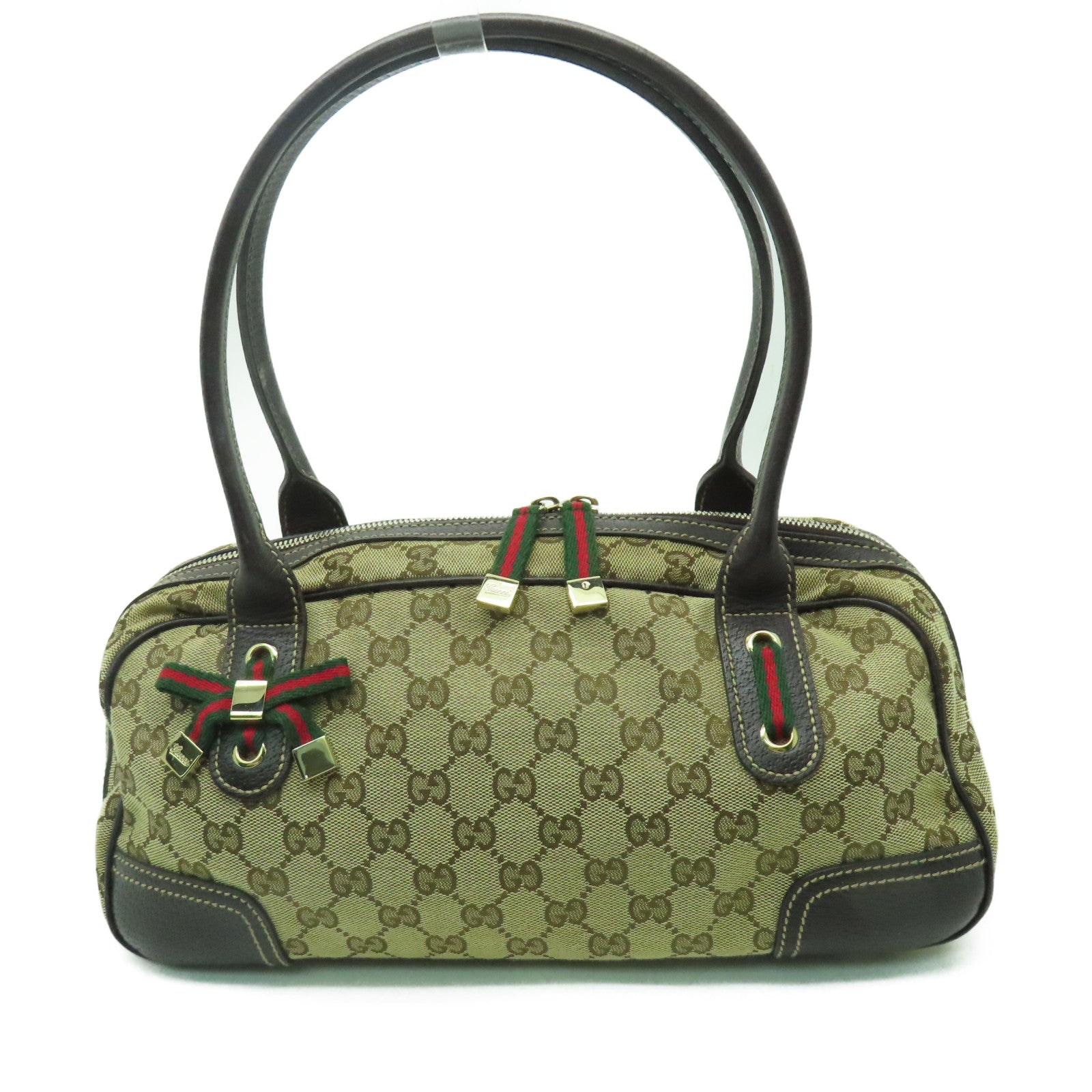 GUCCI 【激減優惠】帆布Shoulder Bag金扣肩背袋啡色
