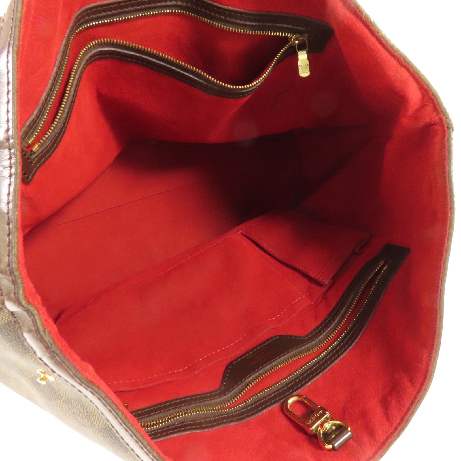 LOUIS VUITTON Damier Hampstead 金扣手挽袋