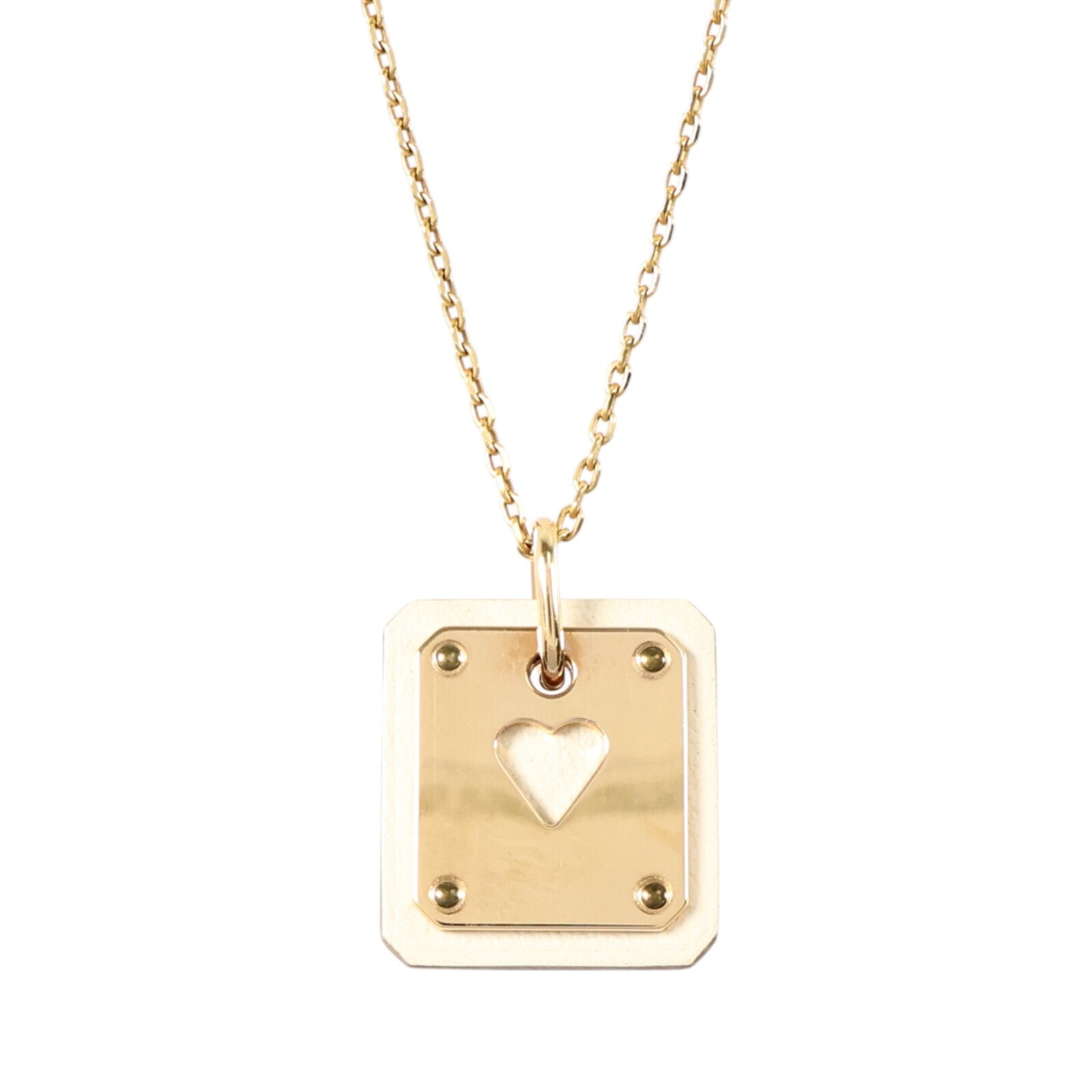 HERMES Swift皮革/金屬As De Coeur Pendant Necklace金扣項鏈