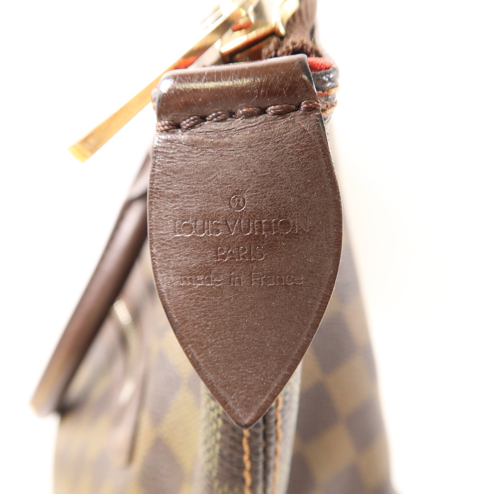 LOUIS VUITTON Damier Saleya GM金扣肩背袋棕色