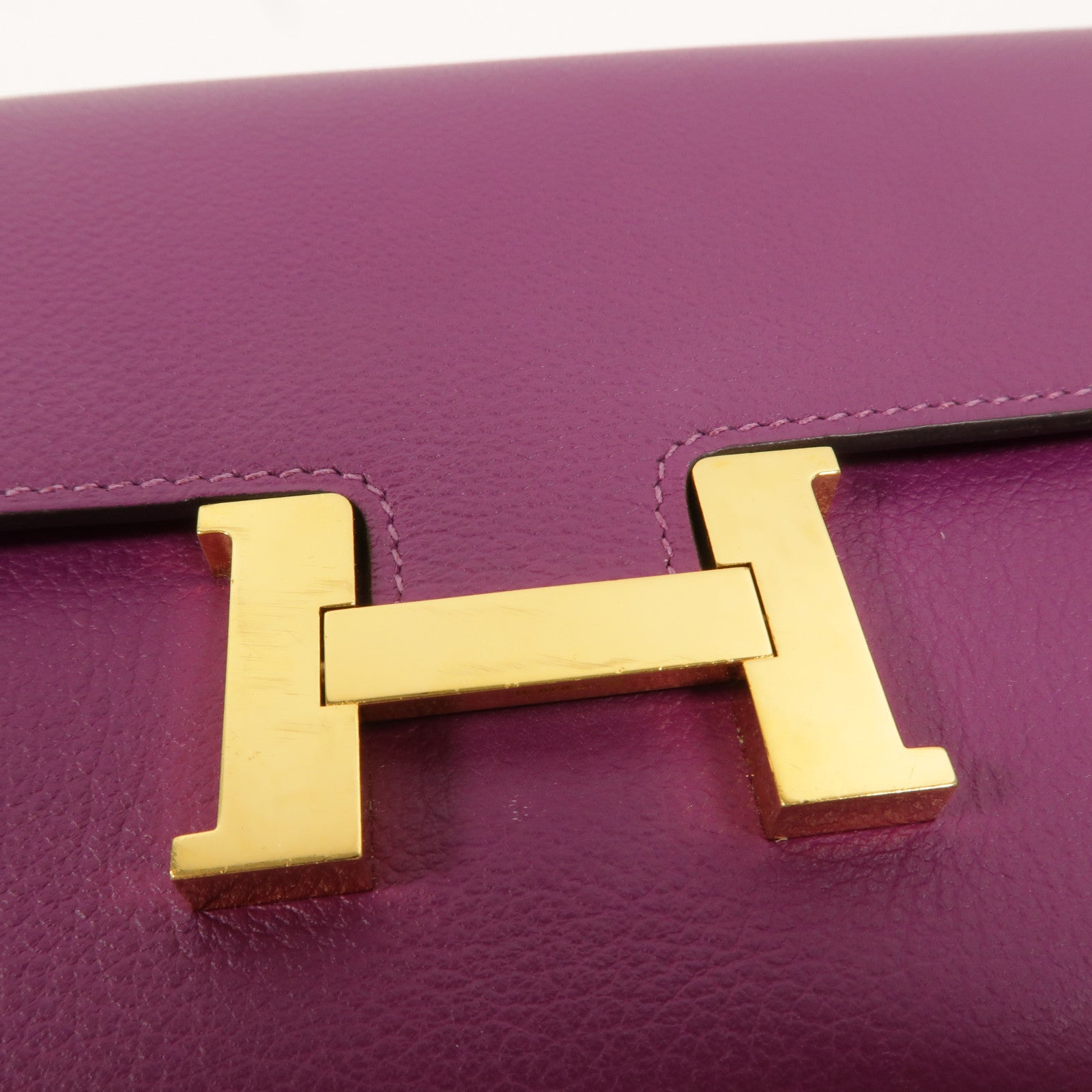 HERMES Evercolor皮革Constance Long Wallet長錢包Anemone