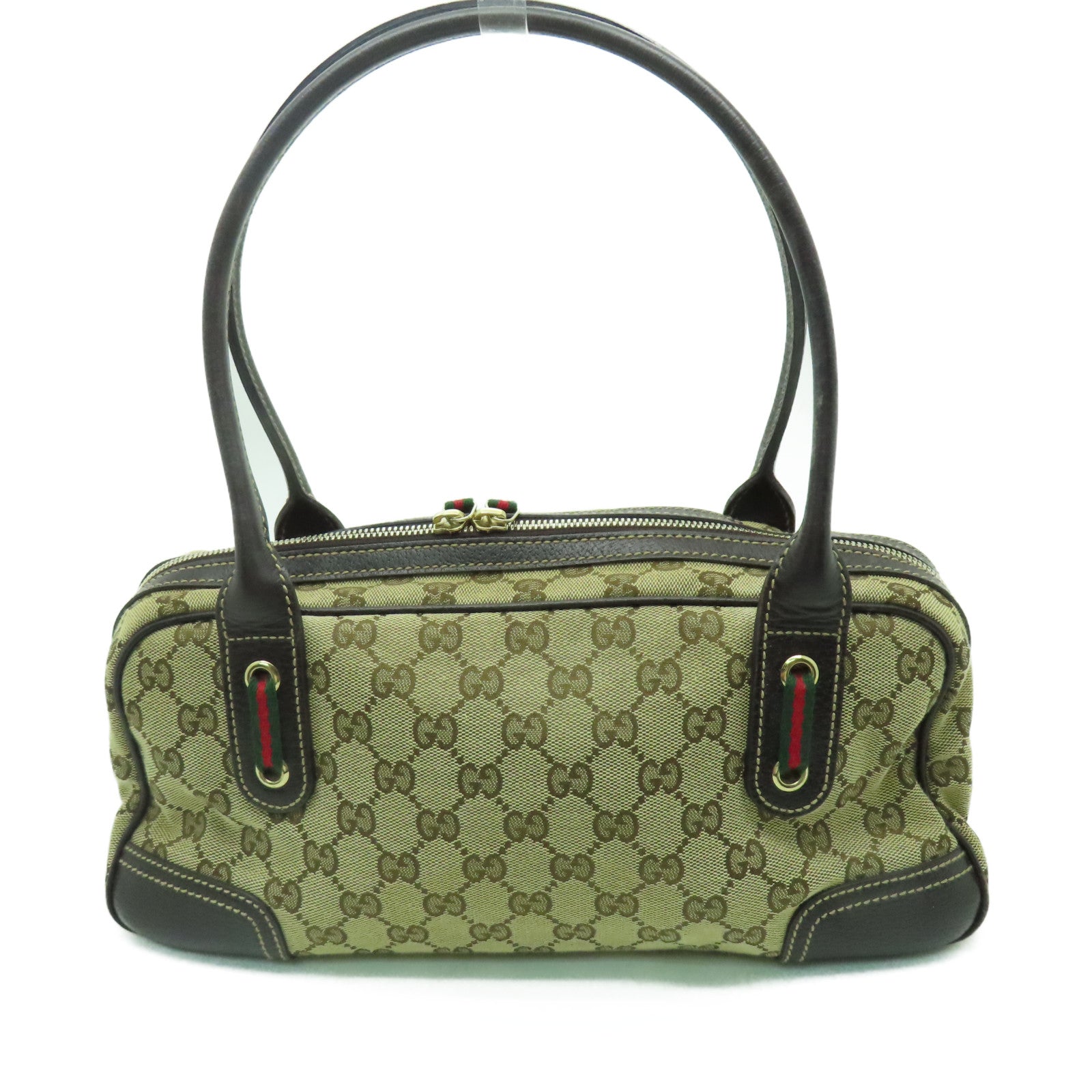 GUCCI 【激減優惠】帆布Shoulder Bag金扣肩背袋啡色