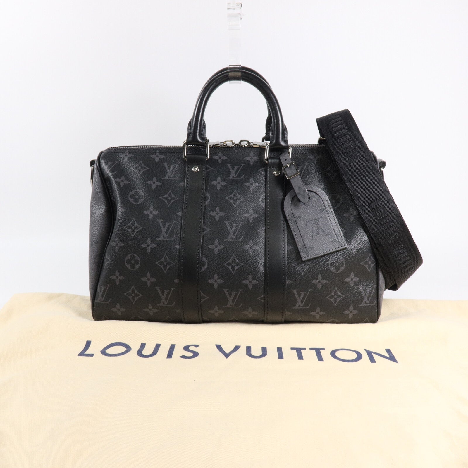 LOUIS VUITTON Monogram Eclipse Keepall Bandouliere 35手挽肩背兩用袋