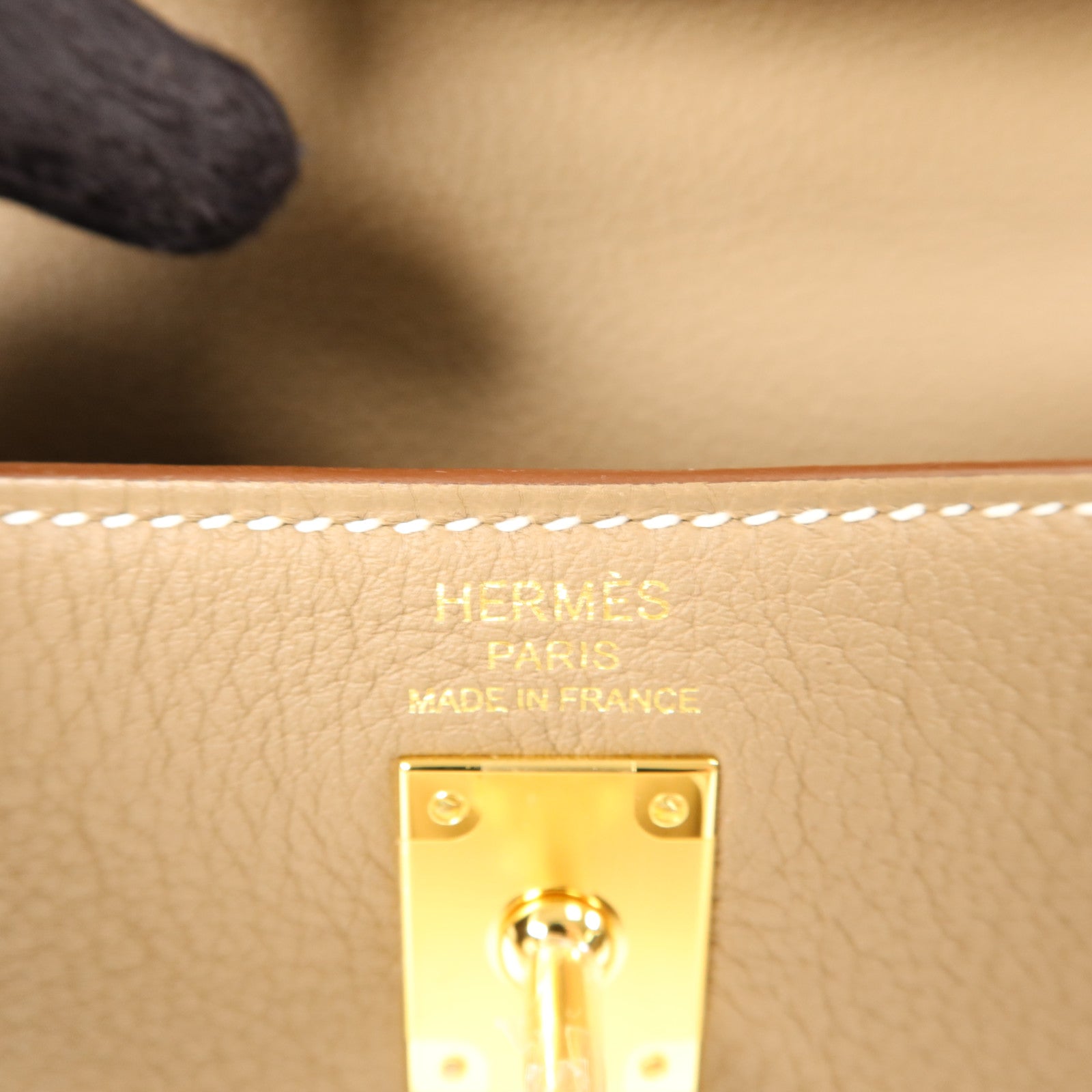 HERMES 【激減優惠】Togo皮革Kelly 25金扣手挽肩背兩用袋Etoupe